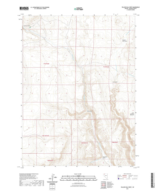 Yellow Hills West Nevada US Topo Map Image