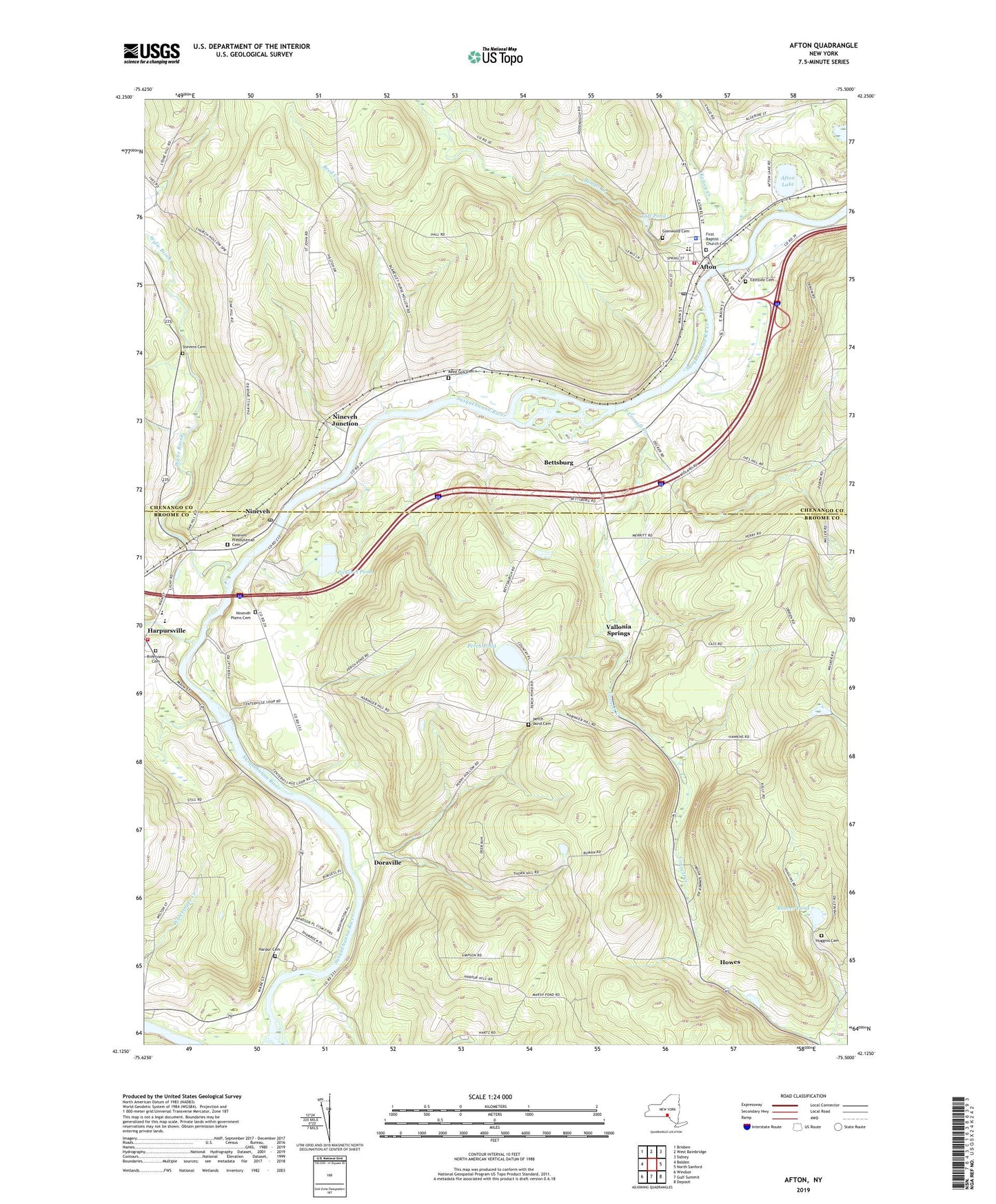 Afton New York US Topo Map Image