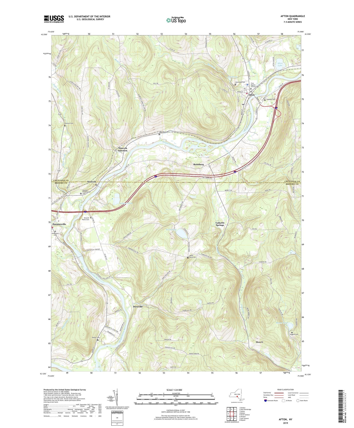 Afton New York US Topo Map Image