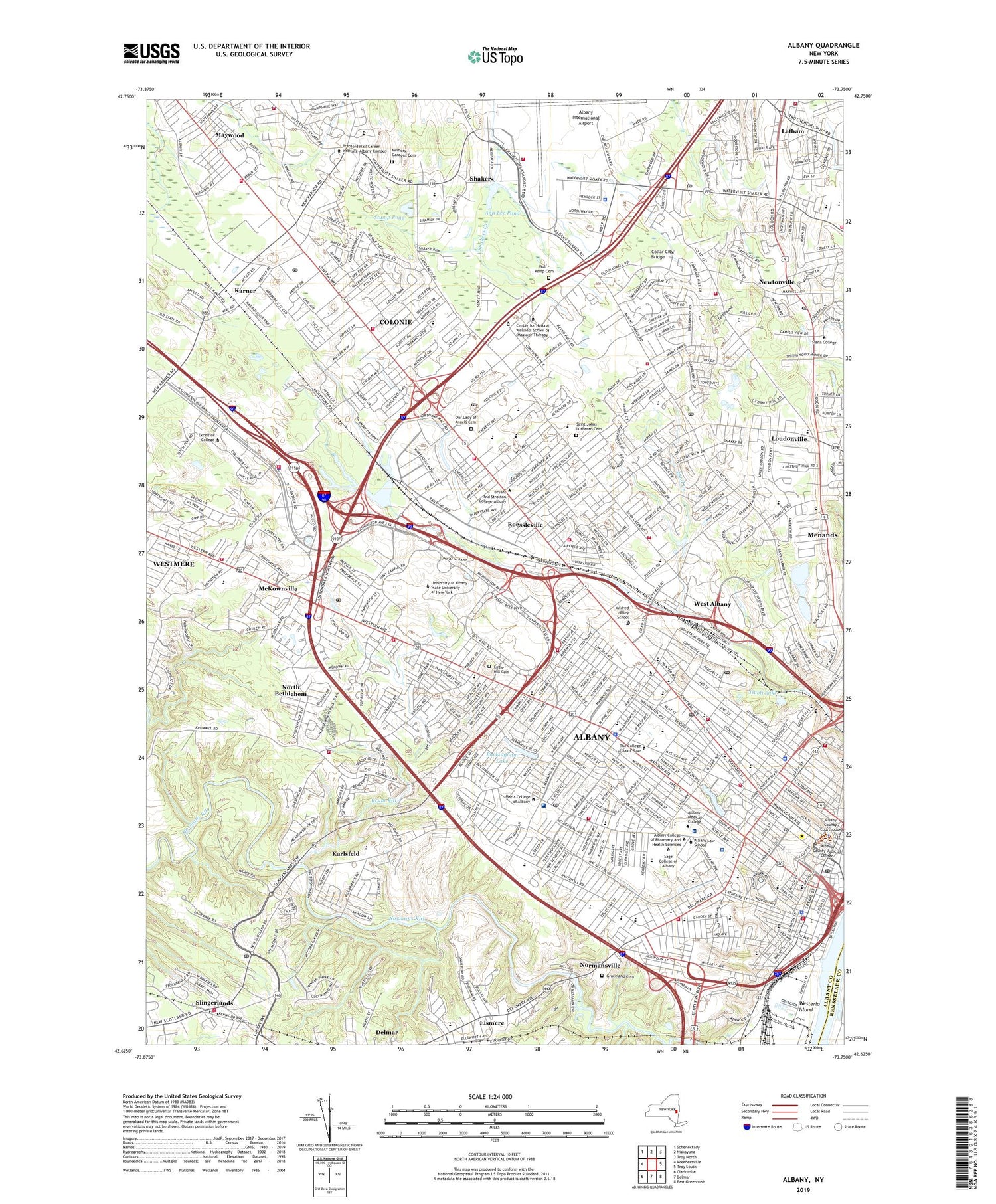 Albany New York US Topo Map Image