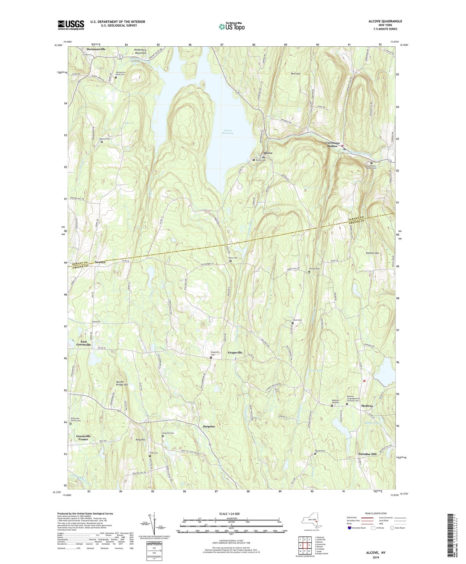 Alcove New York US Topo Map Image
