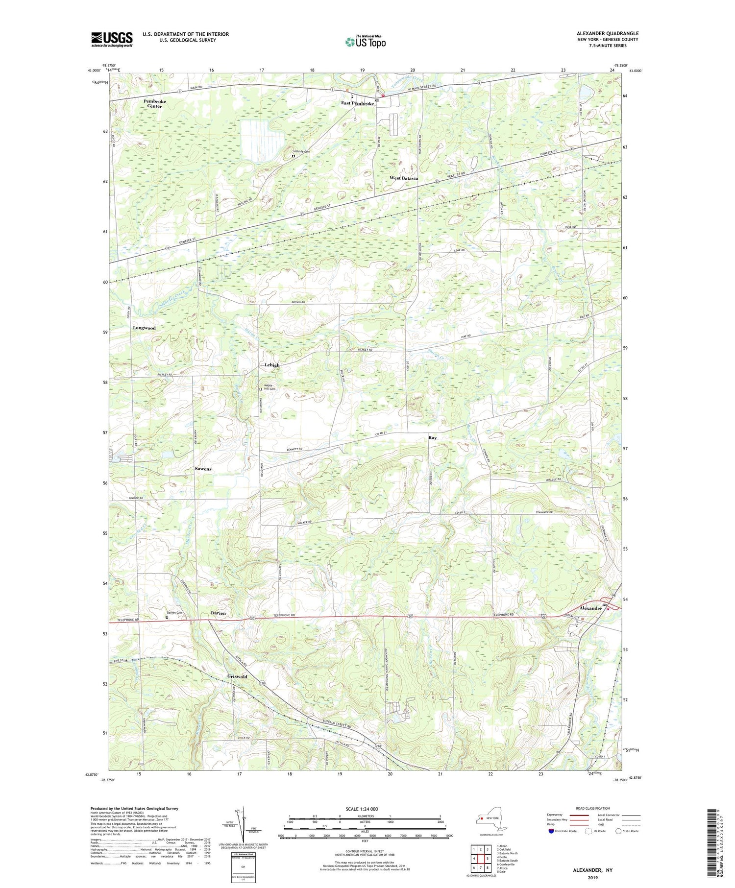 Alexander New York US Topo Map Image