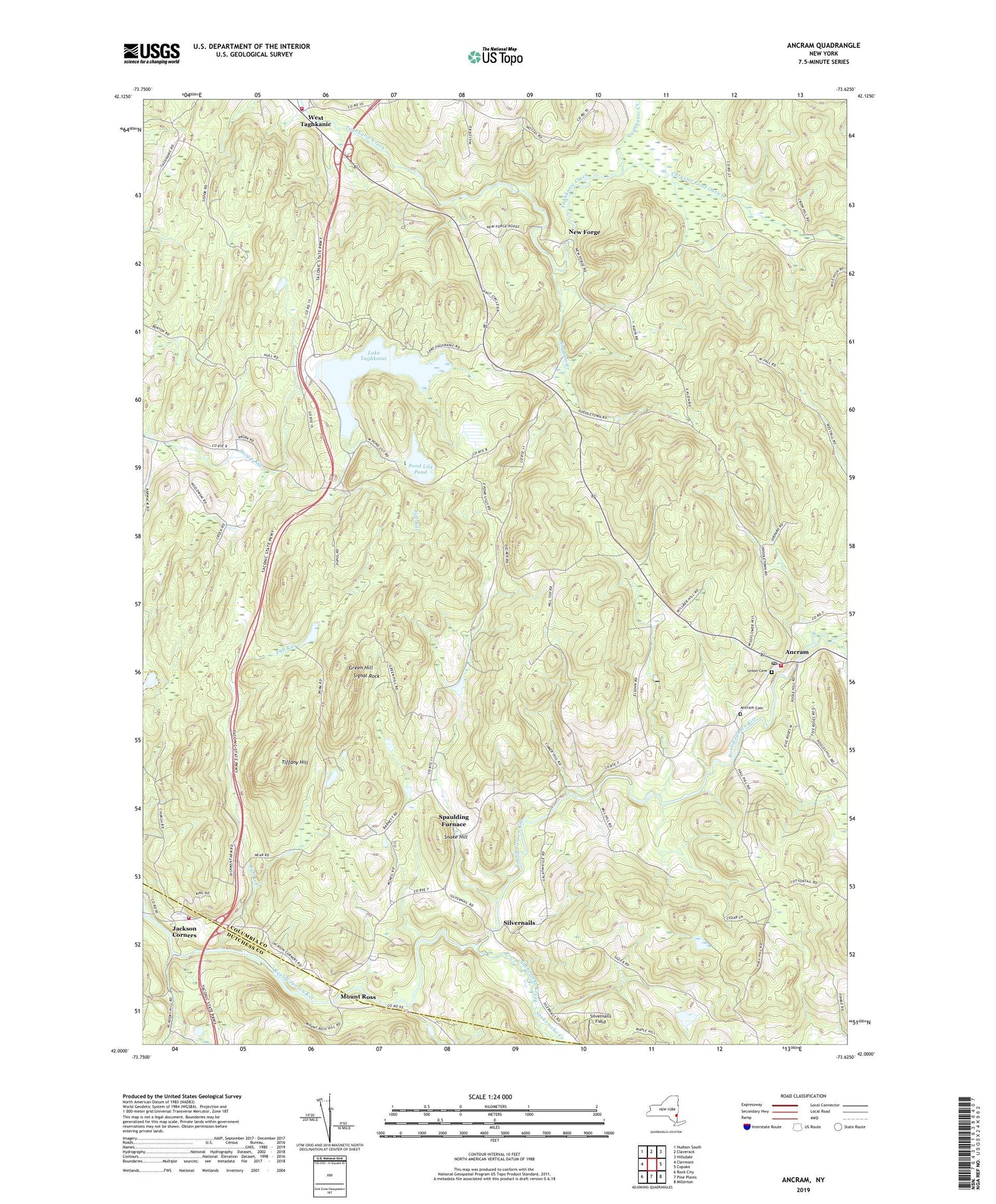 Ancram New York US Topo Map Image