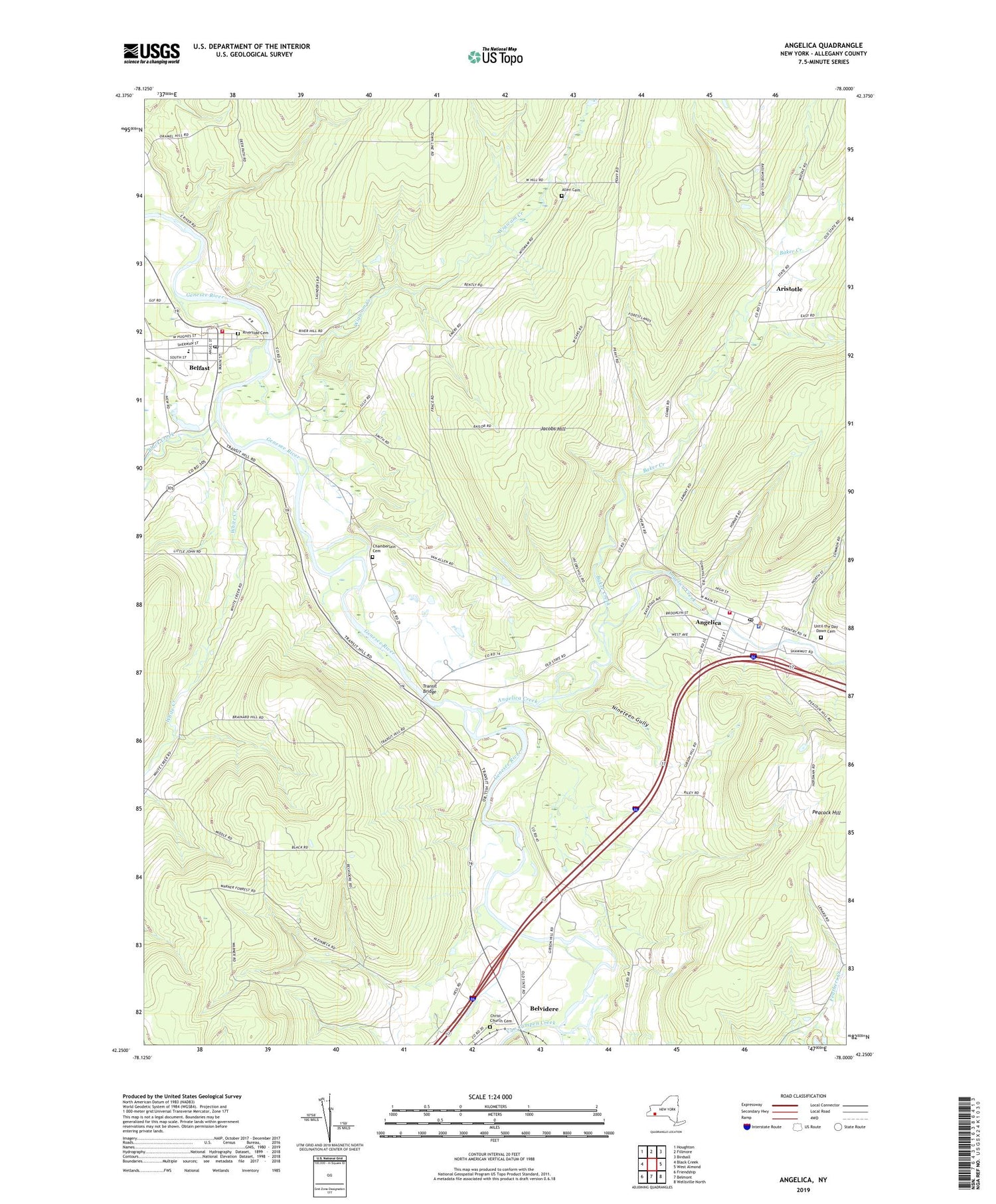 Angelica New York US Topo Map Image