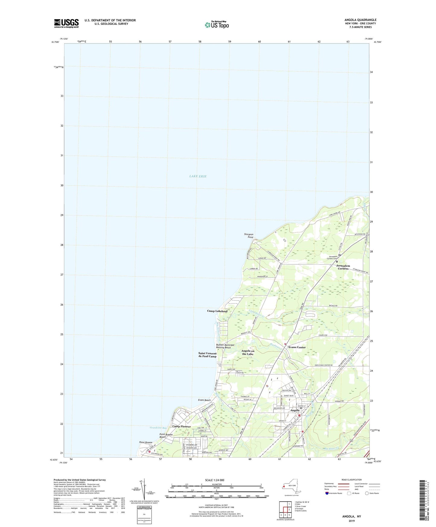 Angola New York US Topo Map Image