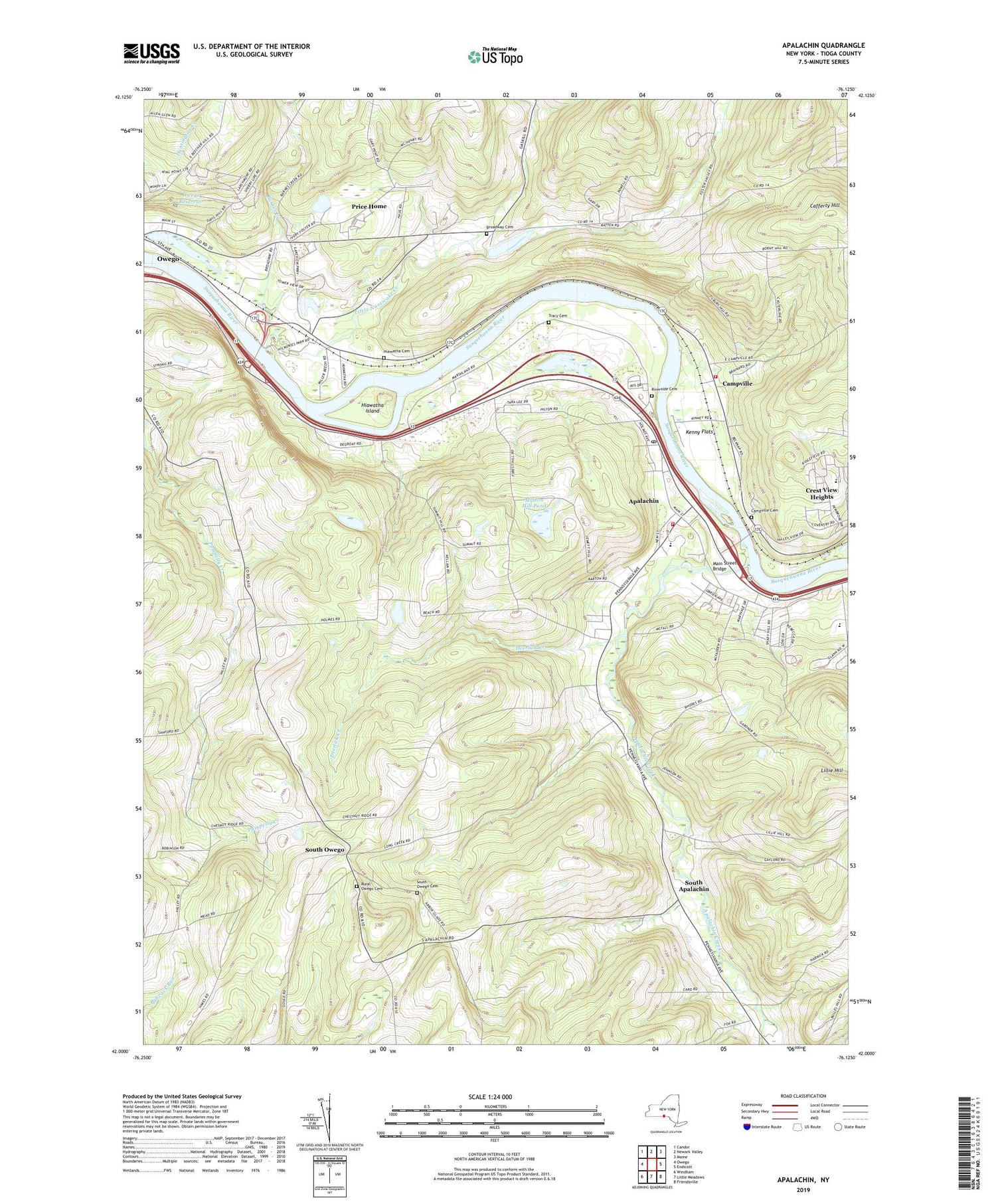 Apalachin New York US Topo Map Image