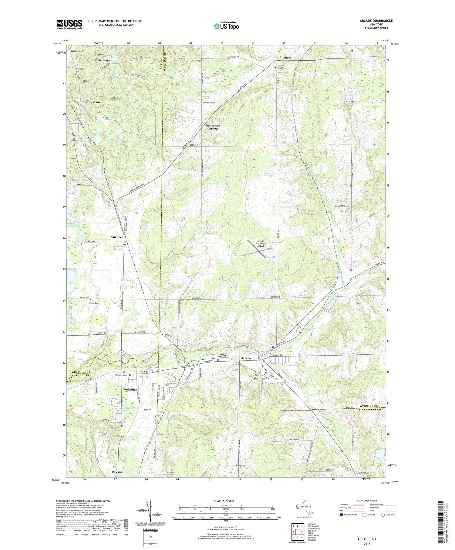 Arcade New York US Topo Map Image