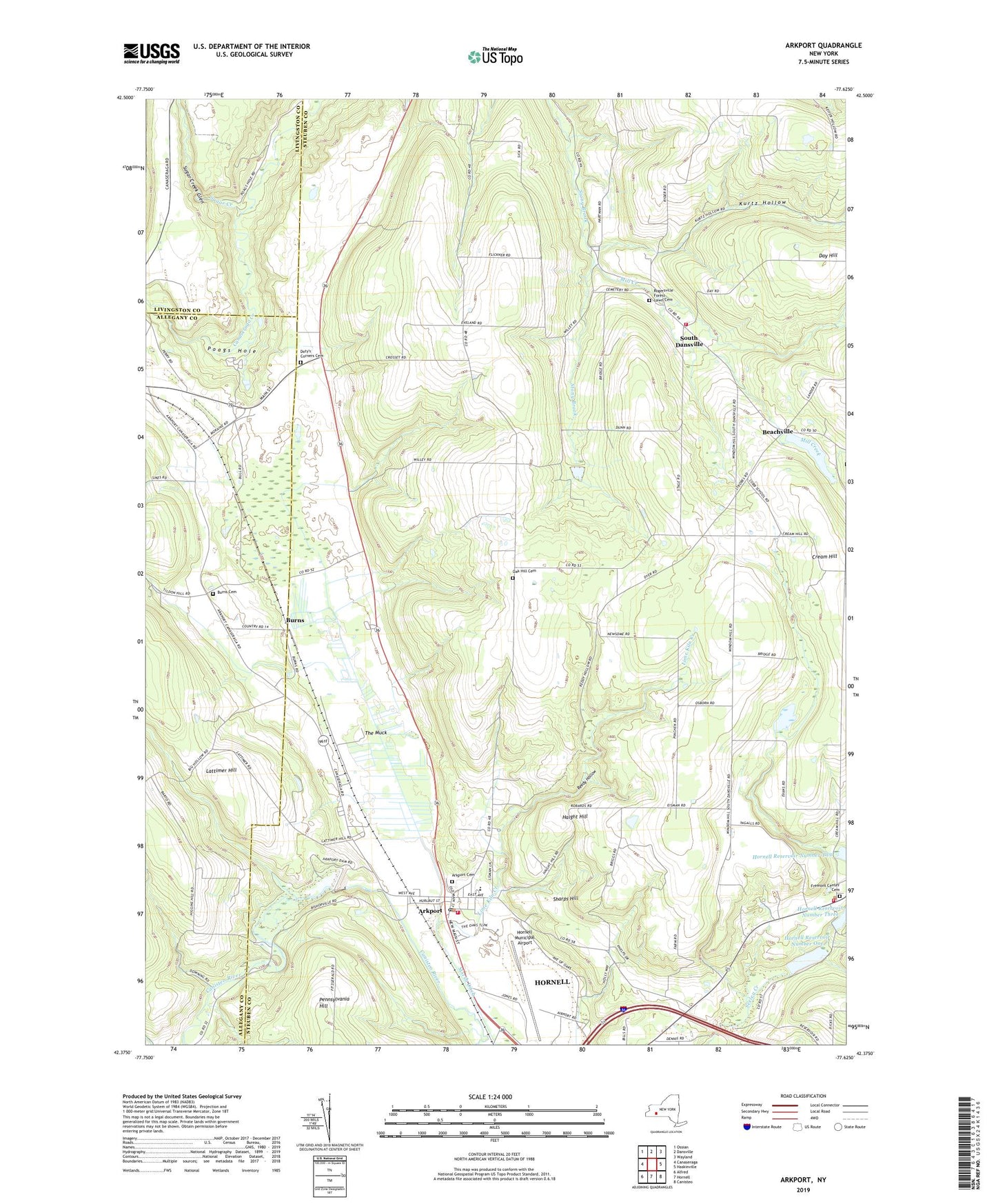 Arkport New York US Topo Map Image