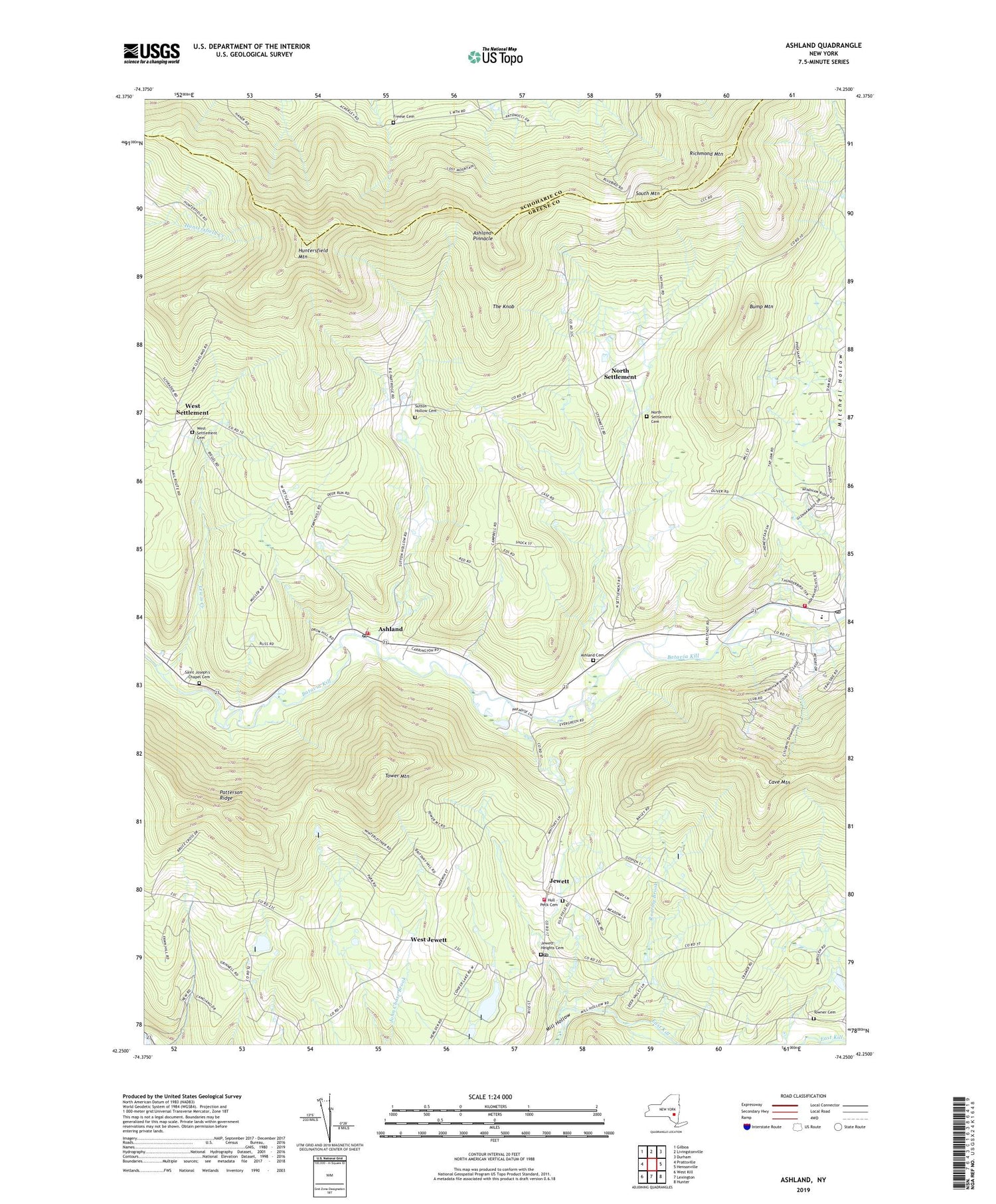 Ashland New York US Topo Map Image