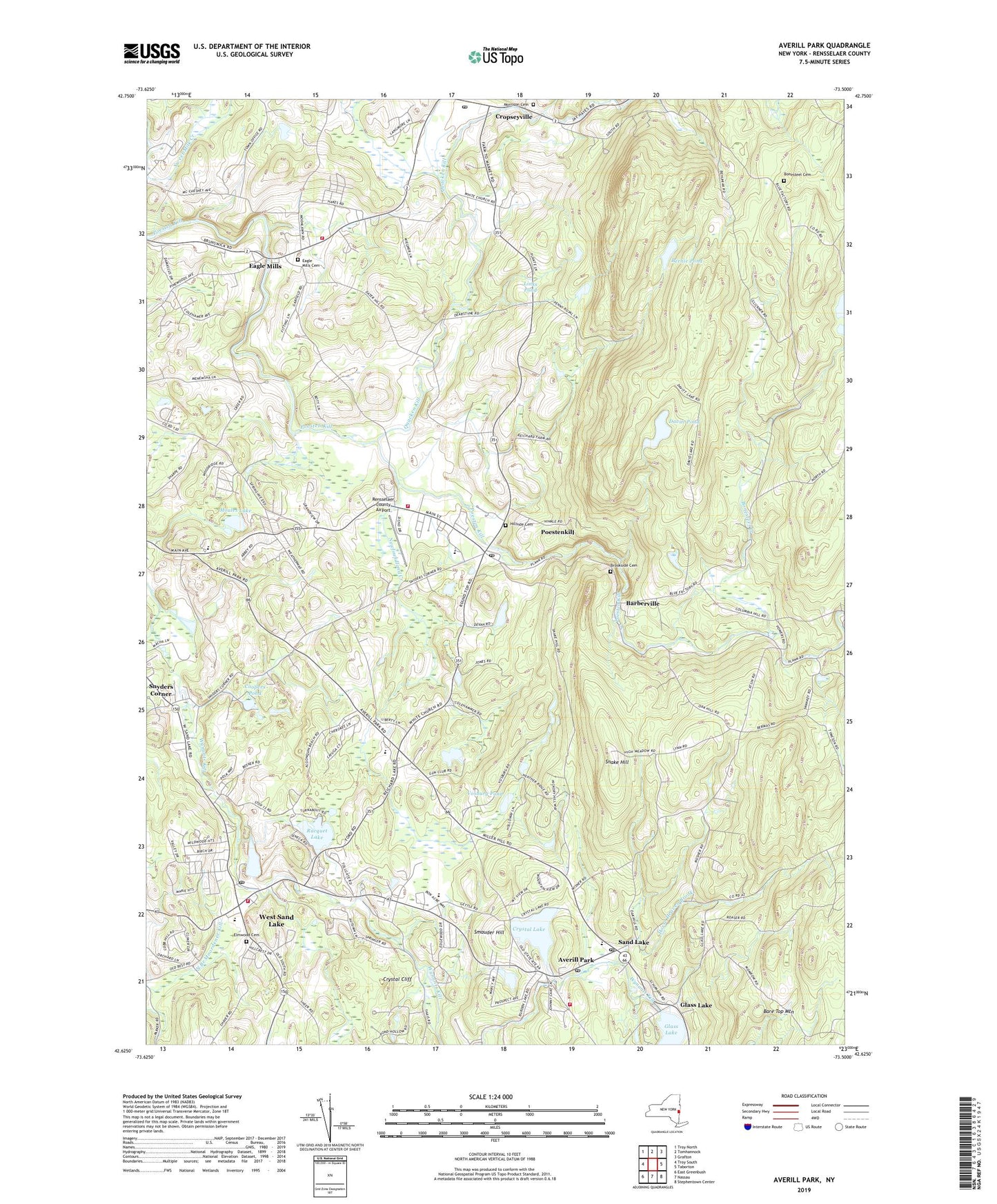 Averill Park New York US Topo Map Image