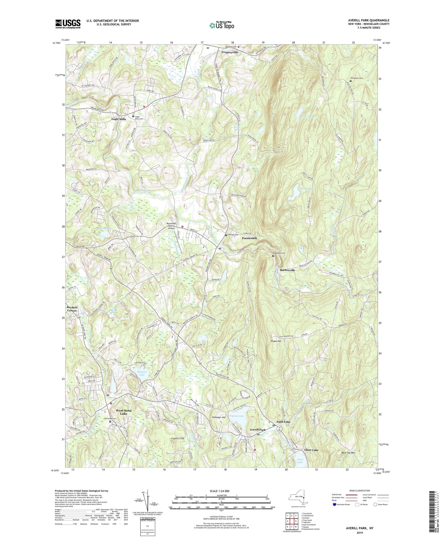 Averill Park New York US Topo Map Image