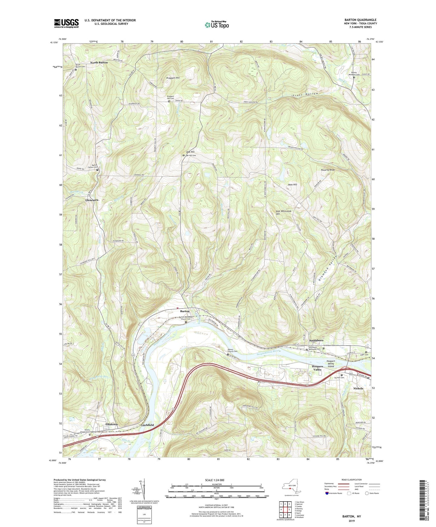 Barton New York US Topo Map Image