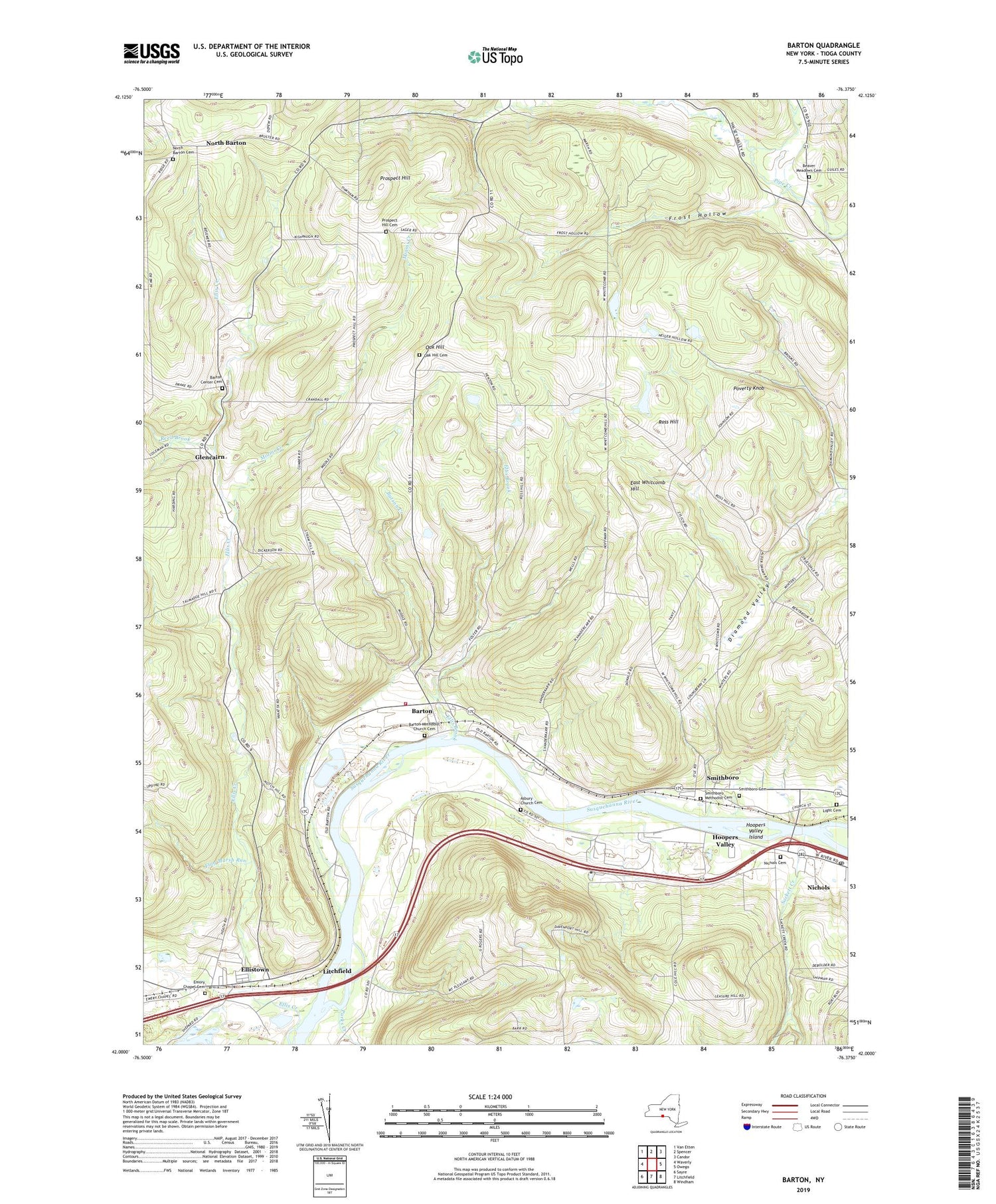 Barton New York US Topo Map Image