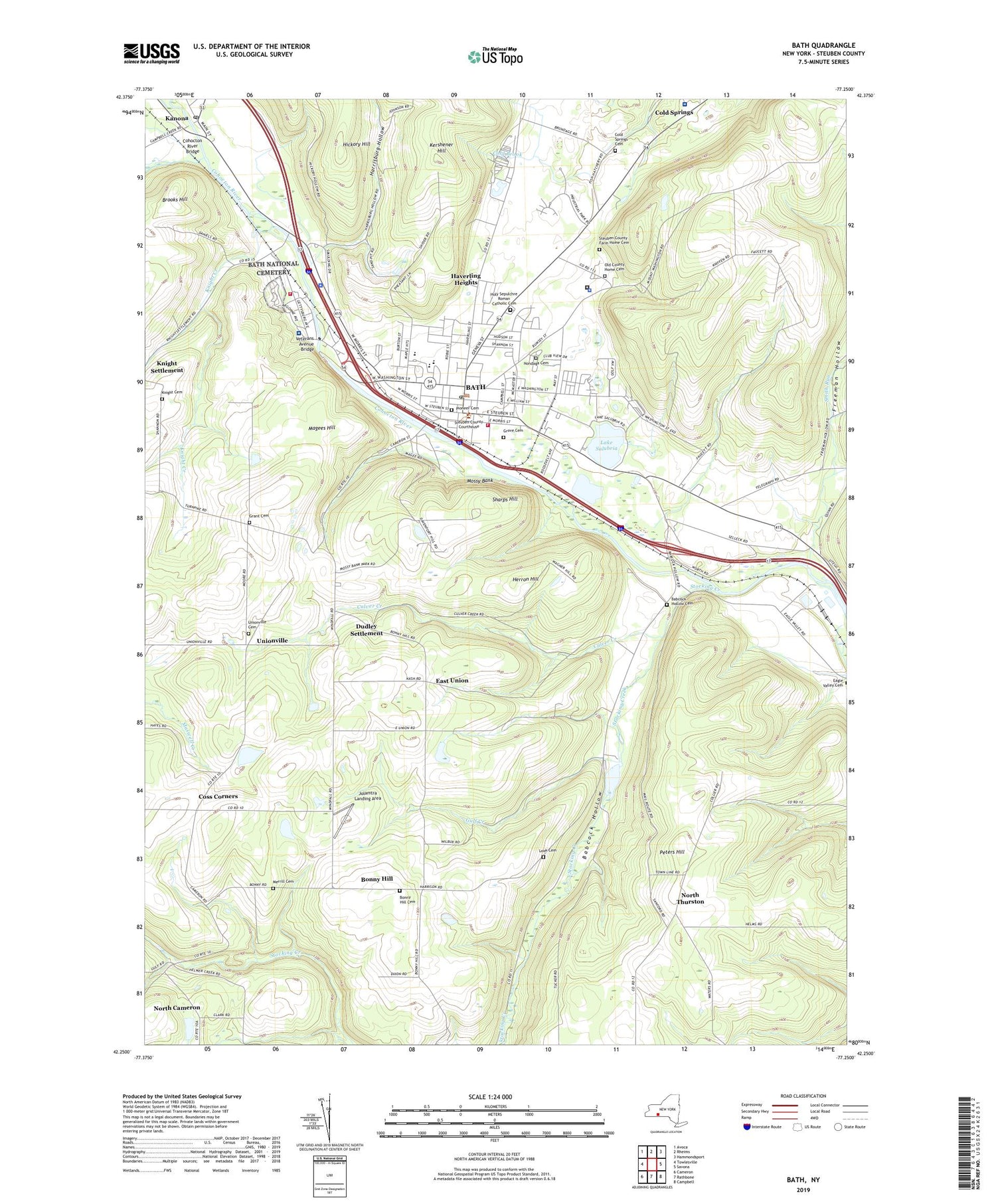 Bath New York US Topo Map Image