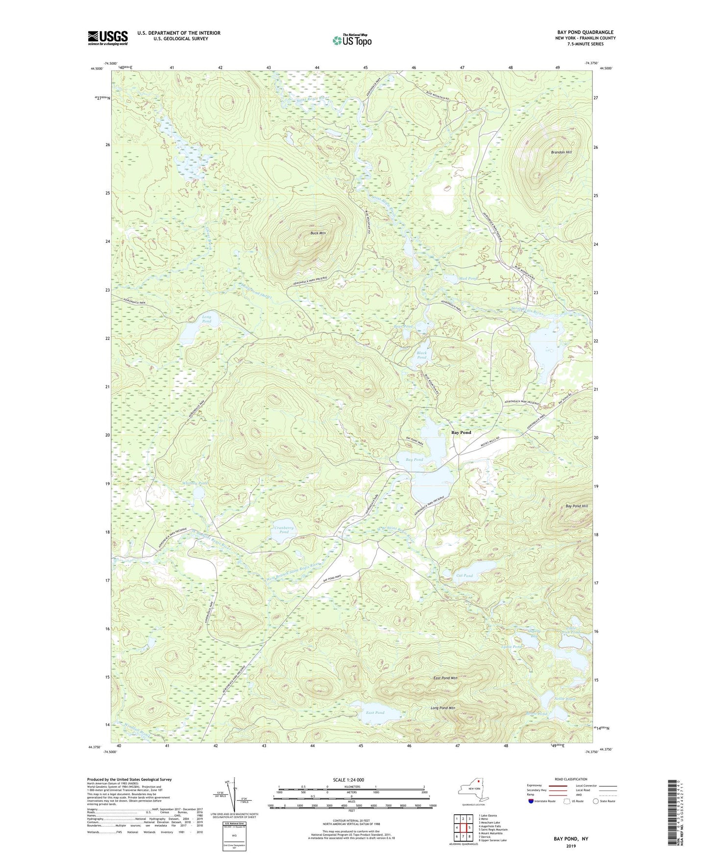 Bay Pond New York US Topo Map Image