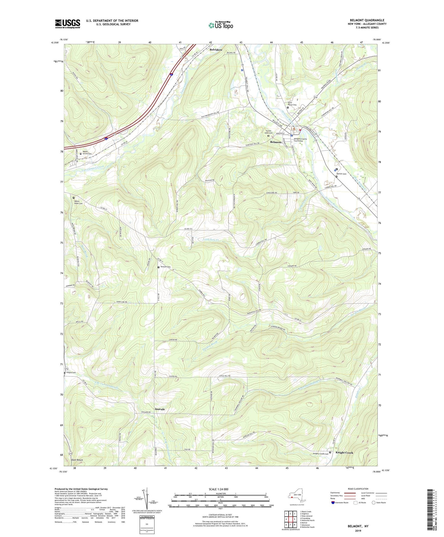 Belmont New York US Topo Map Image