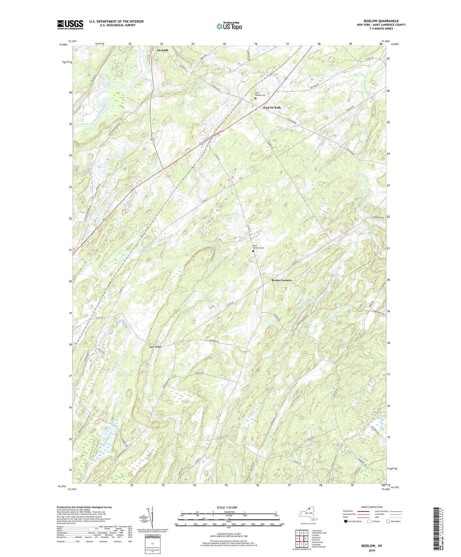 Bigelow New York US Topo Map Image