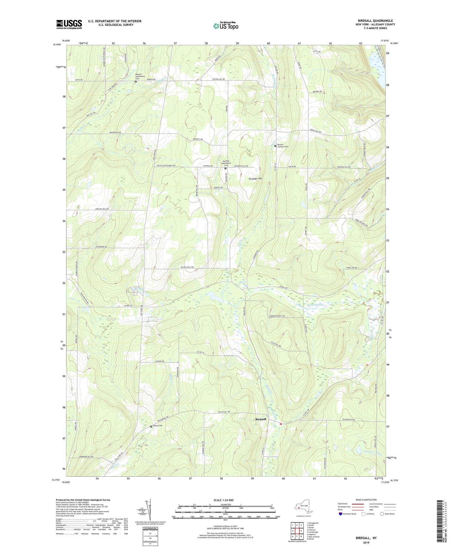 Birdsall New York US Topo Map Image