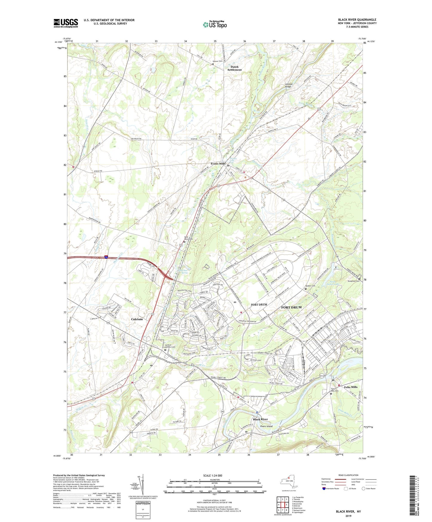 Black River New York US Topo Map Image