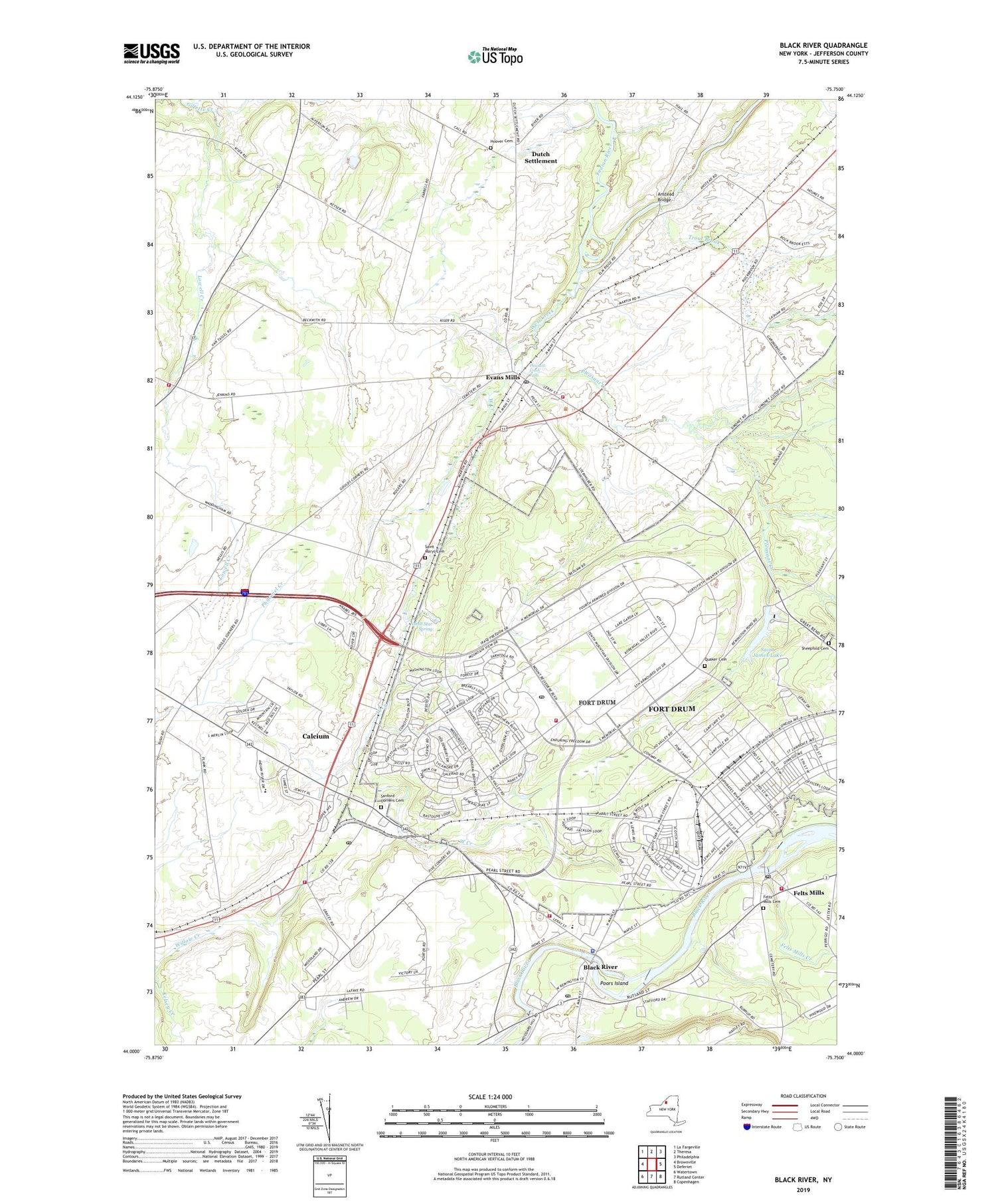 Black River New York US Topo Map Image