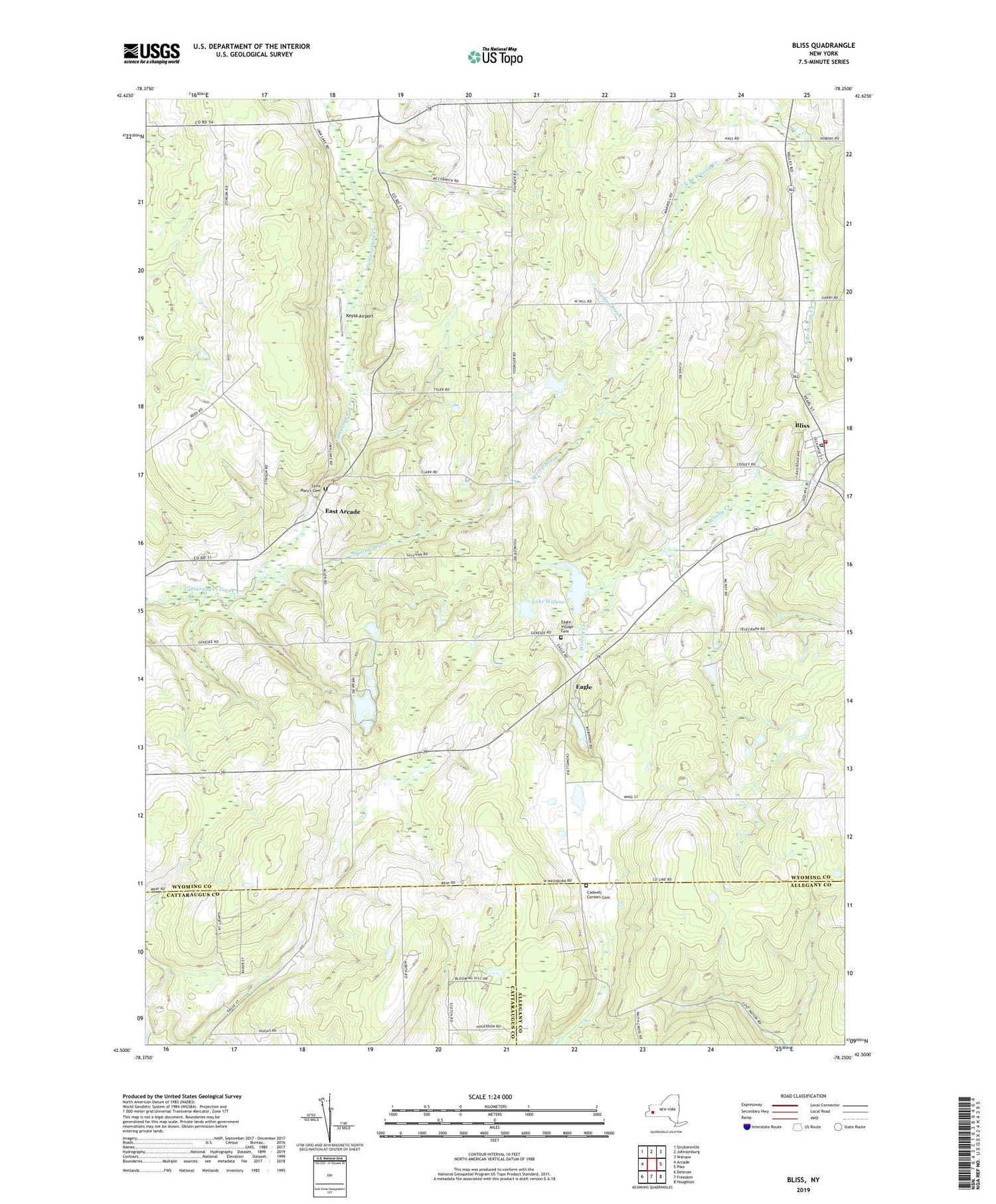 Bliss New York US Topo Map Image