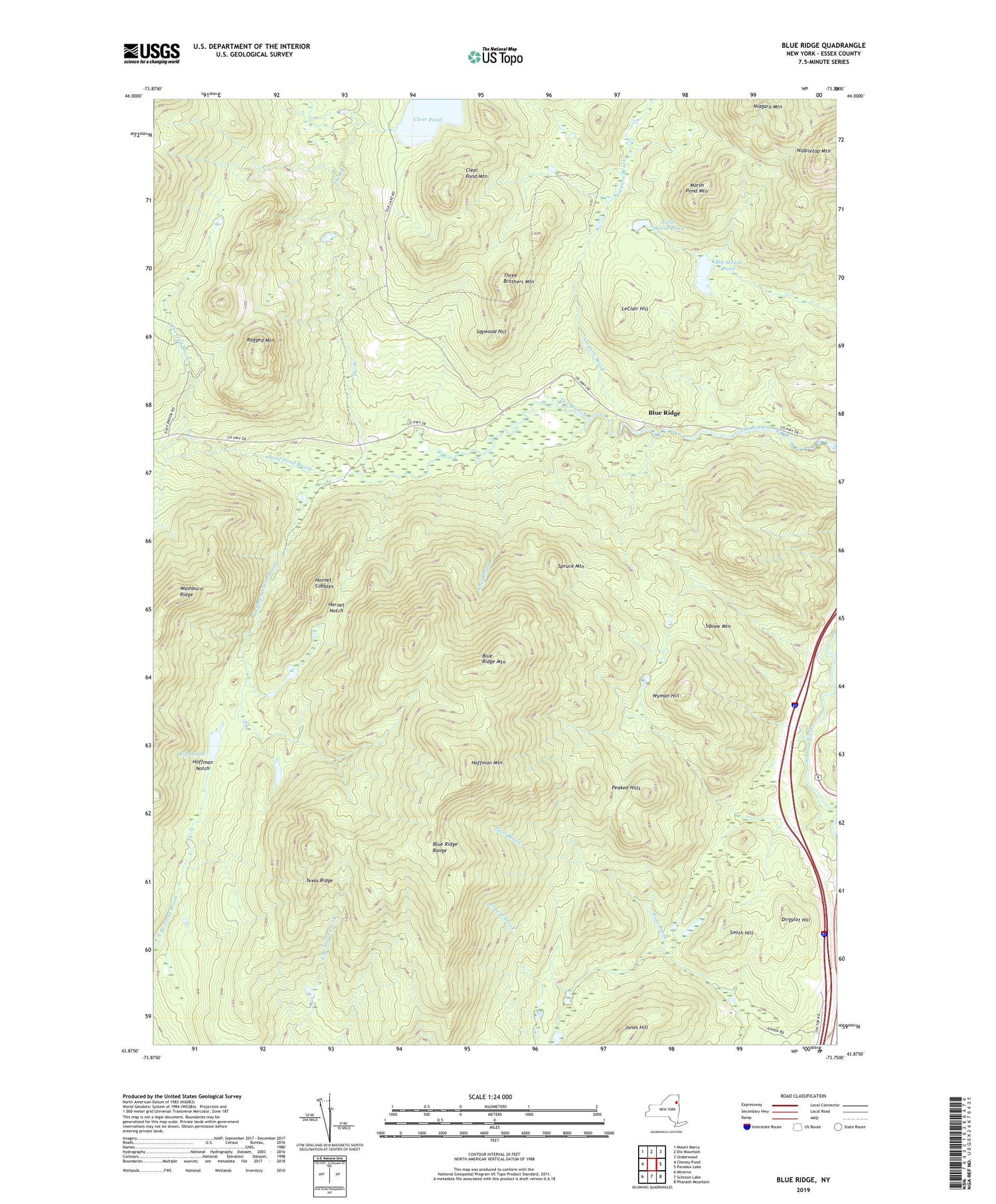 Blue Ridge New York US Topo Map Image
