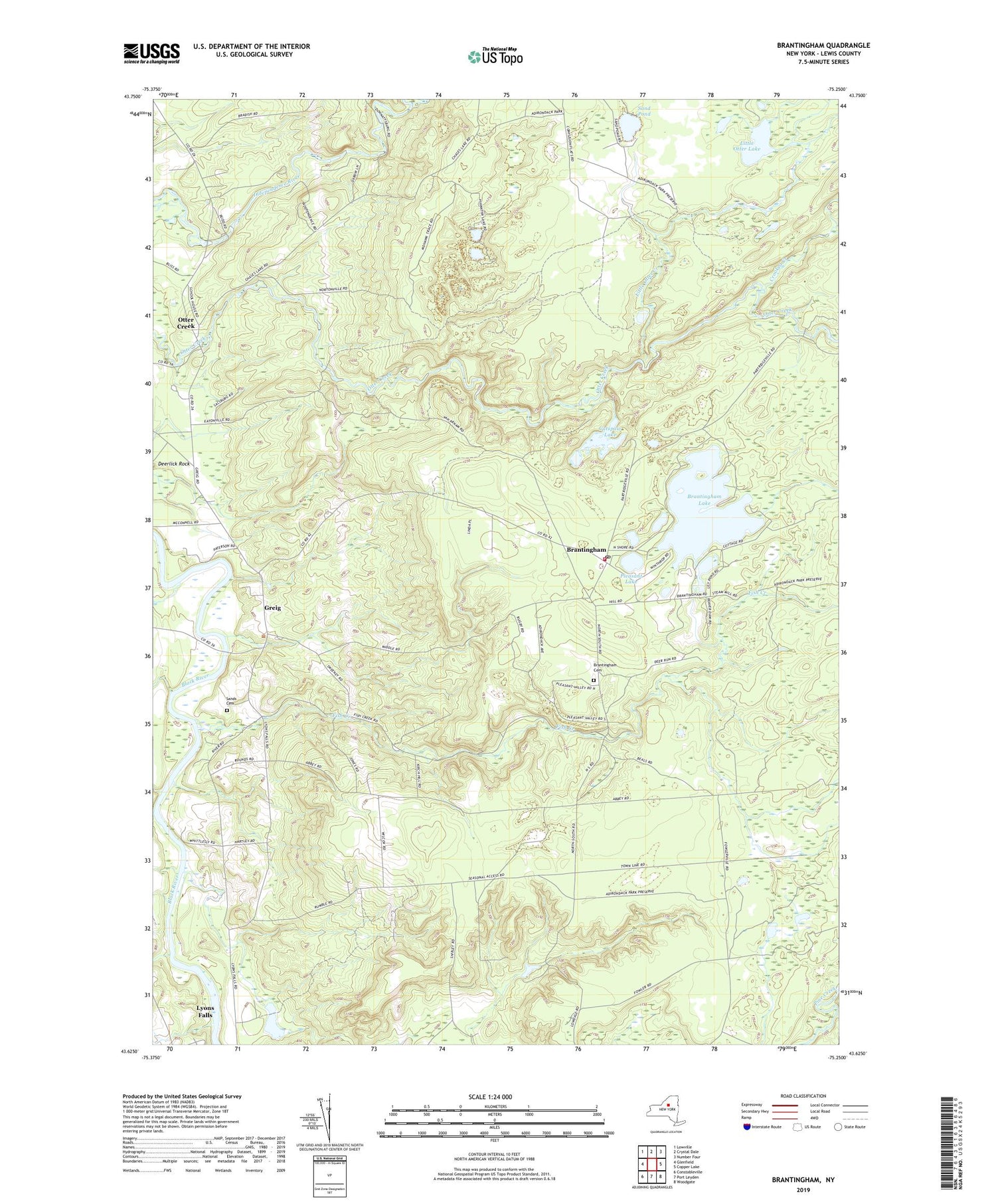 Brantingham New York US Topo Map Image