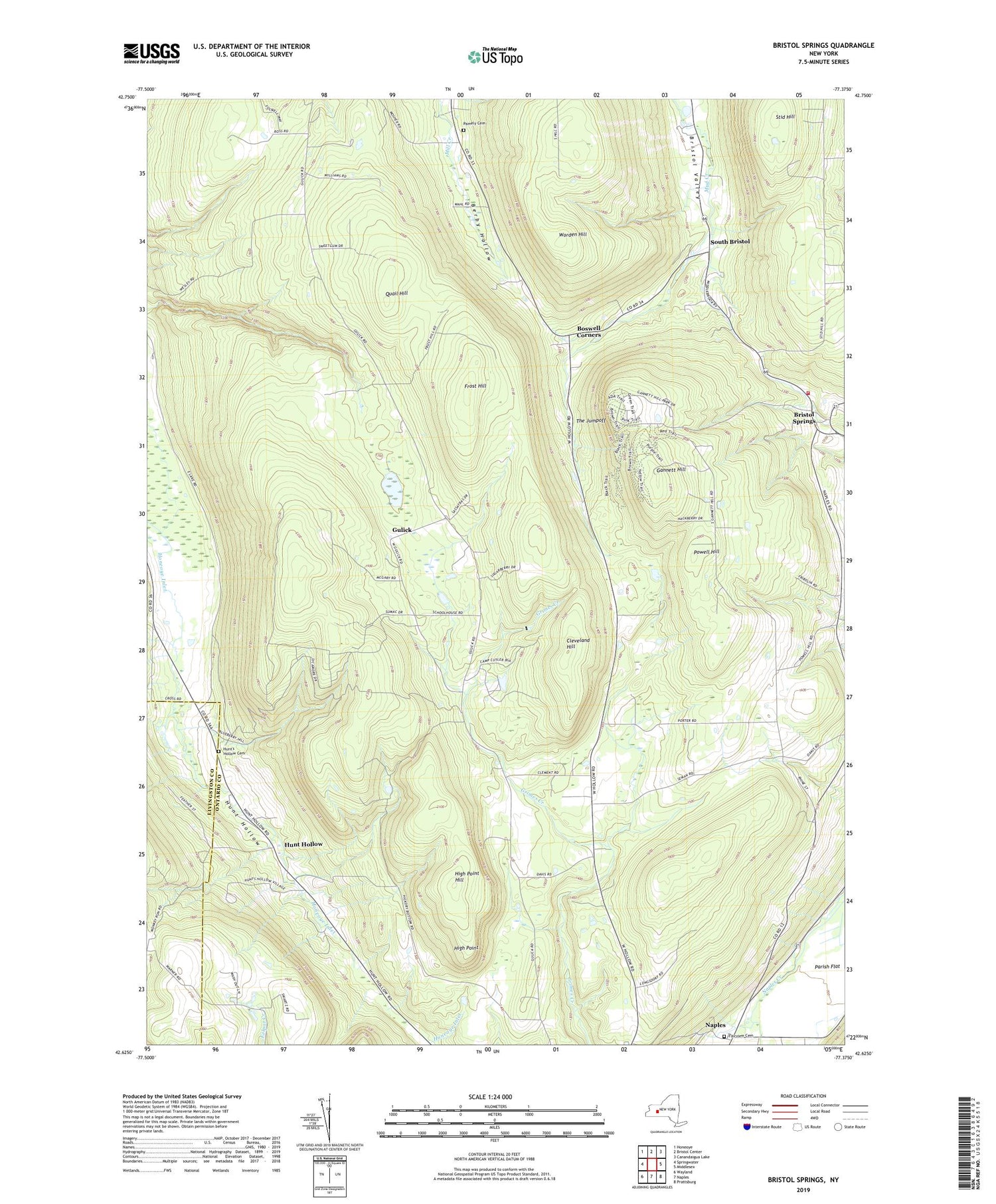 Bristol Springs New York US Topo Map Image