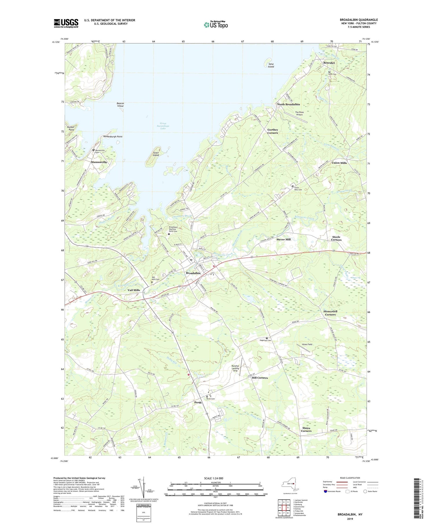 Broadalbin New York US Topo Map Image