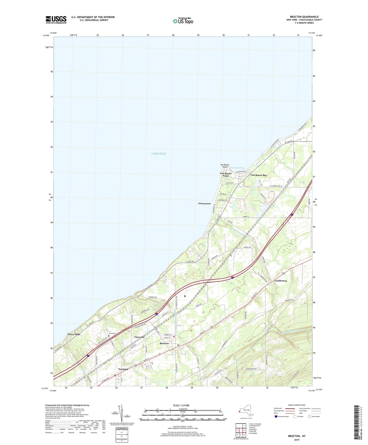 Brocton New York US Topo Map Image