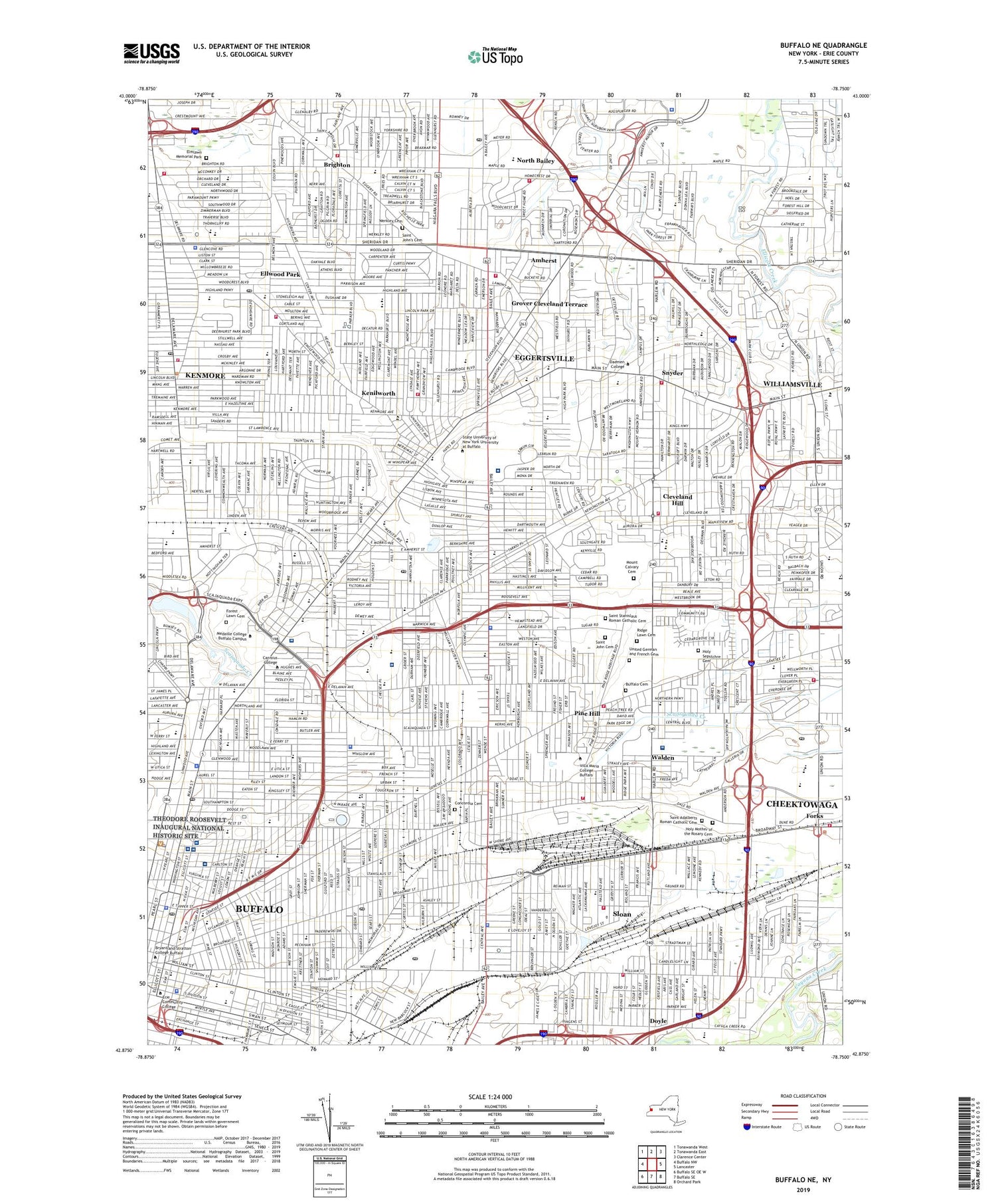 Buffalo NE New York US Topo Map Image