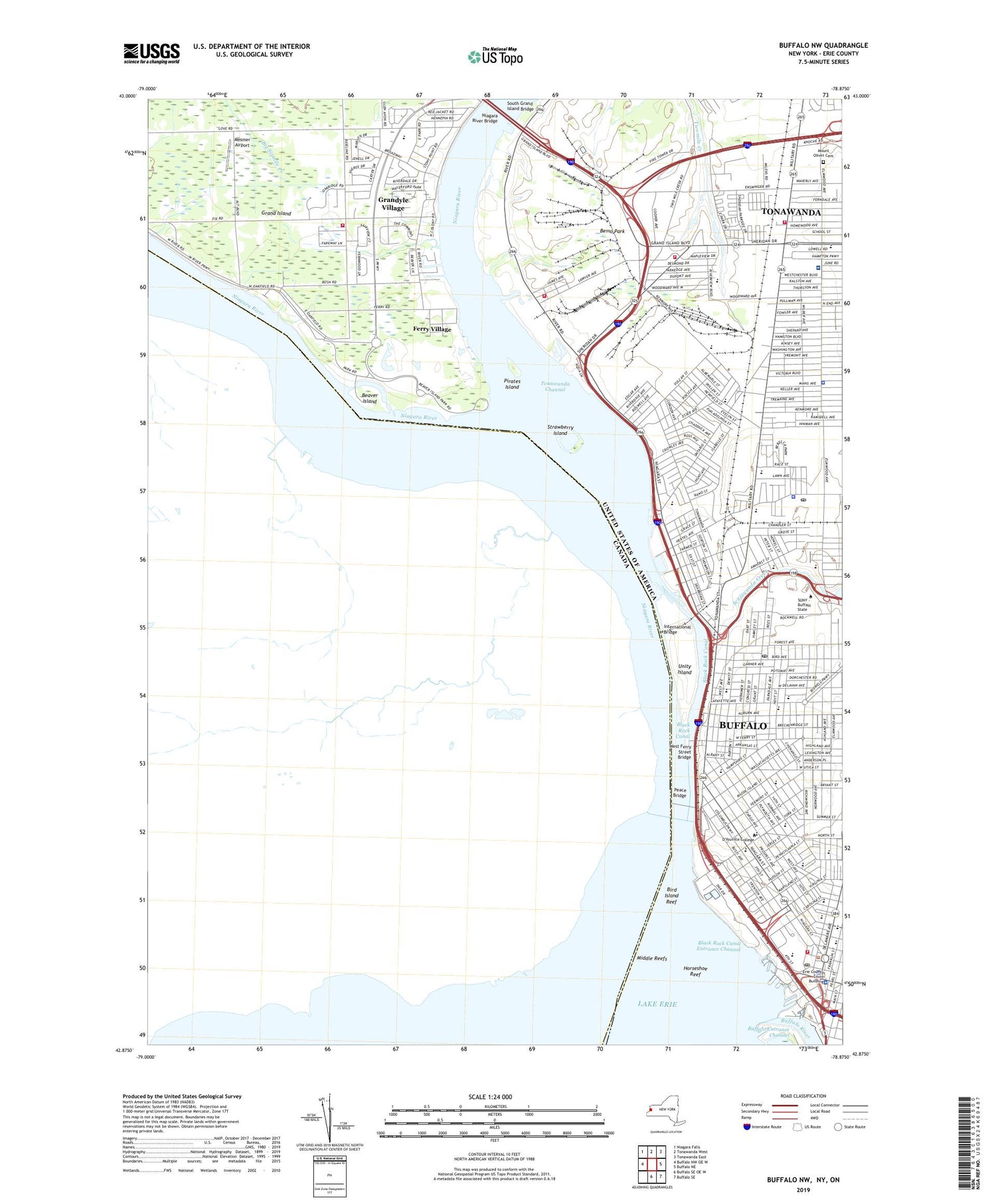 Buffalo NW New York US Topo Map Image