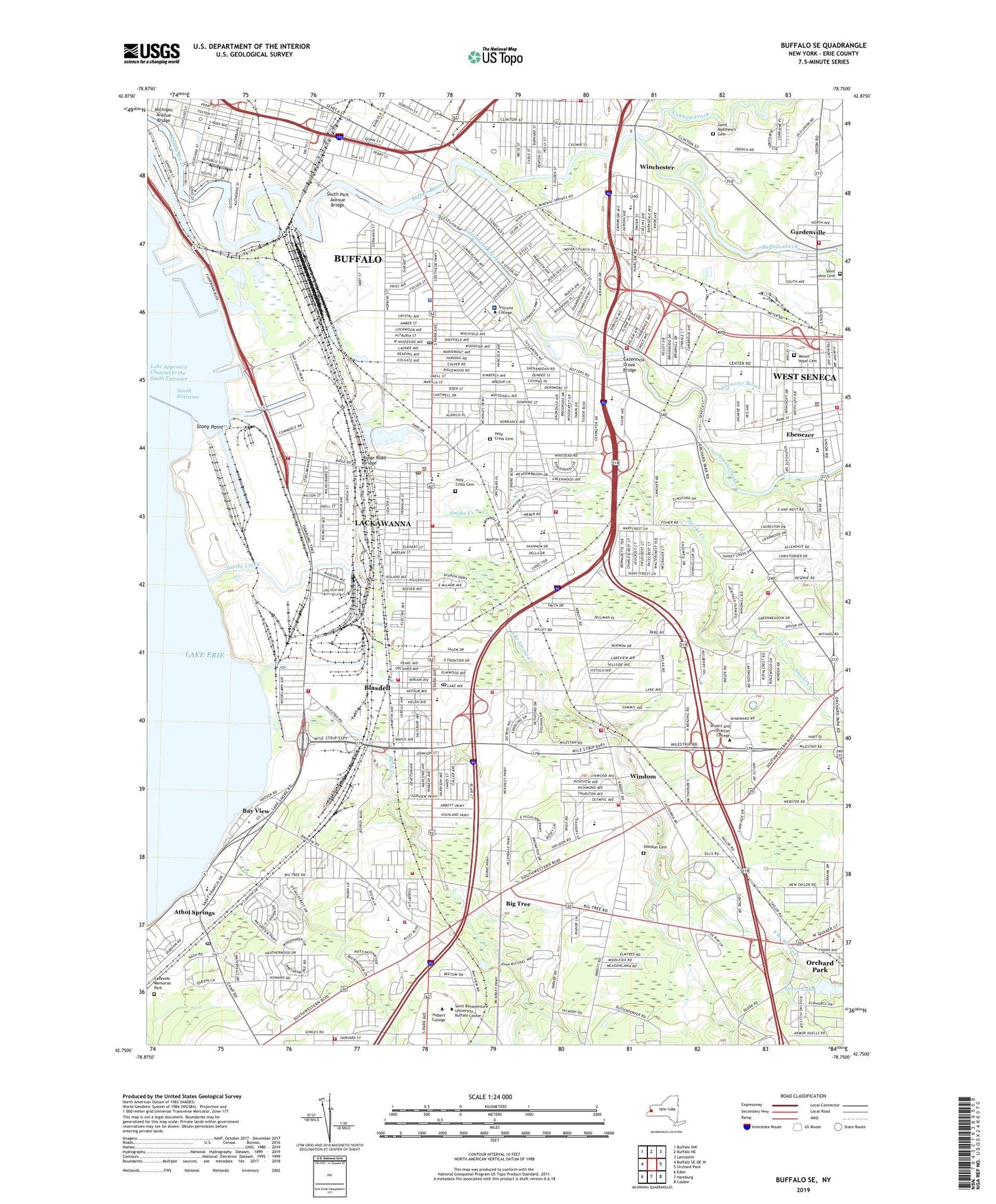 Buffalo SE New York US Topo Map Image