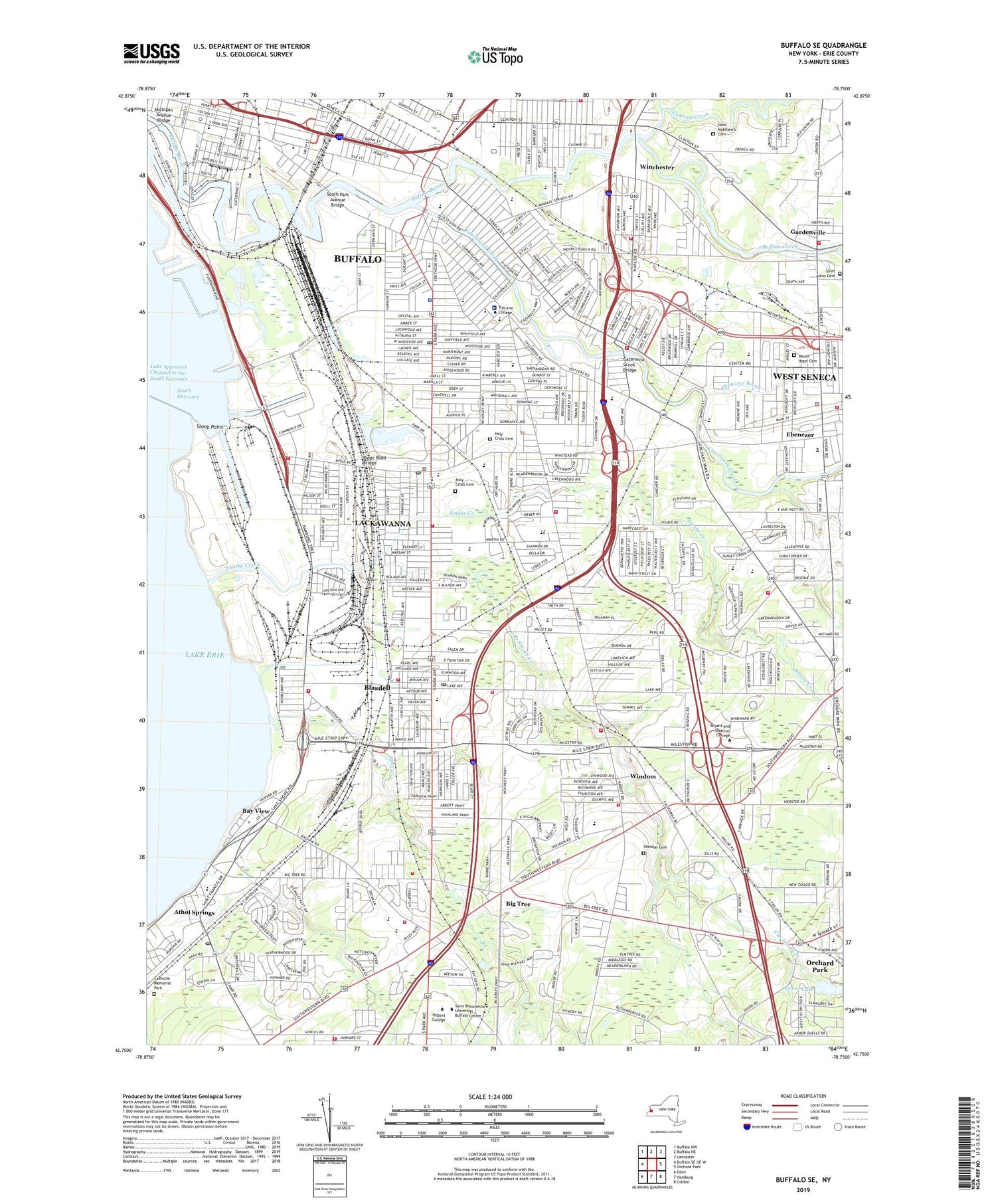 Buffalo SE New York US Topo Map Image