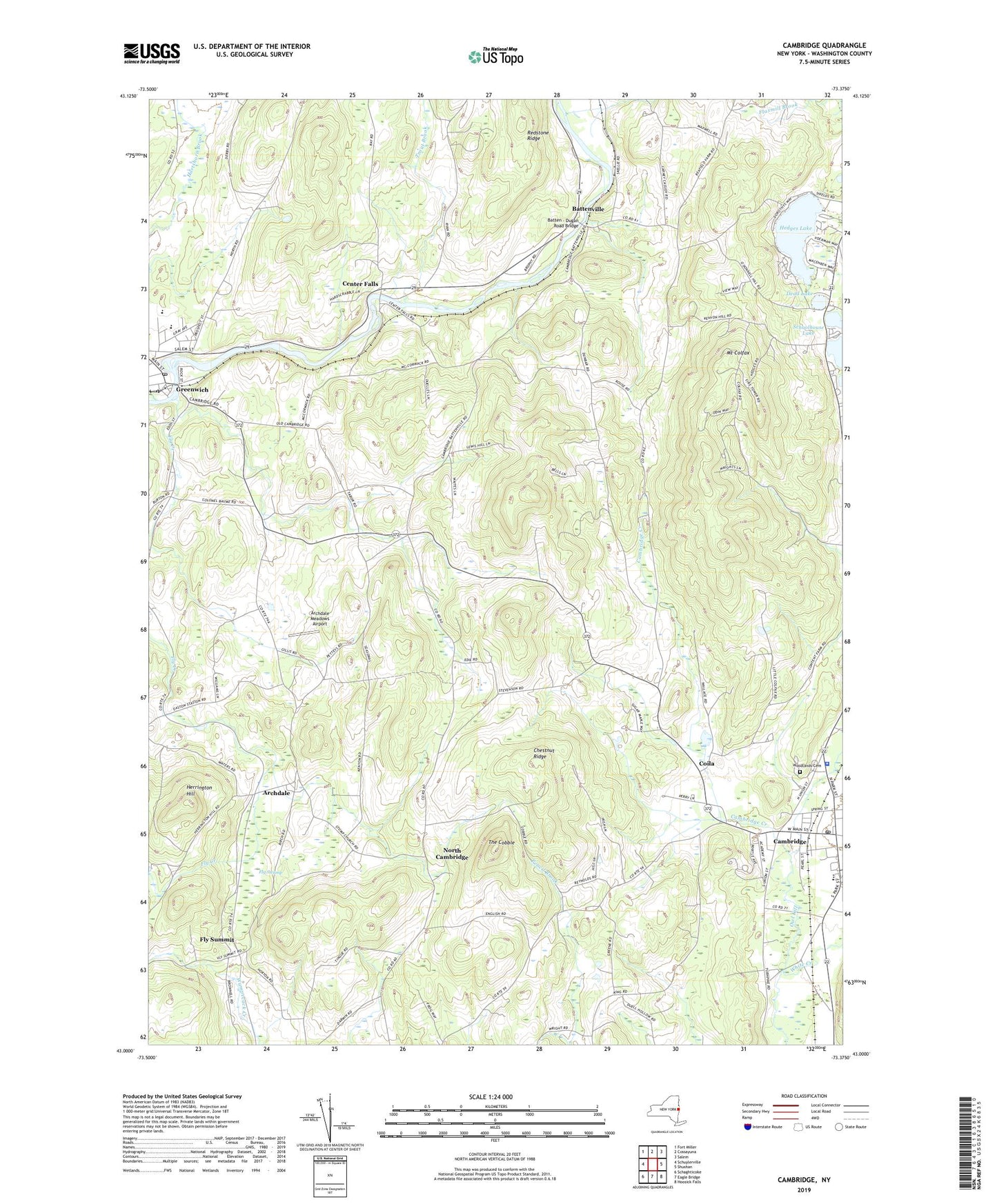 Cambridge New York US Topo Map Image