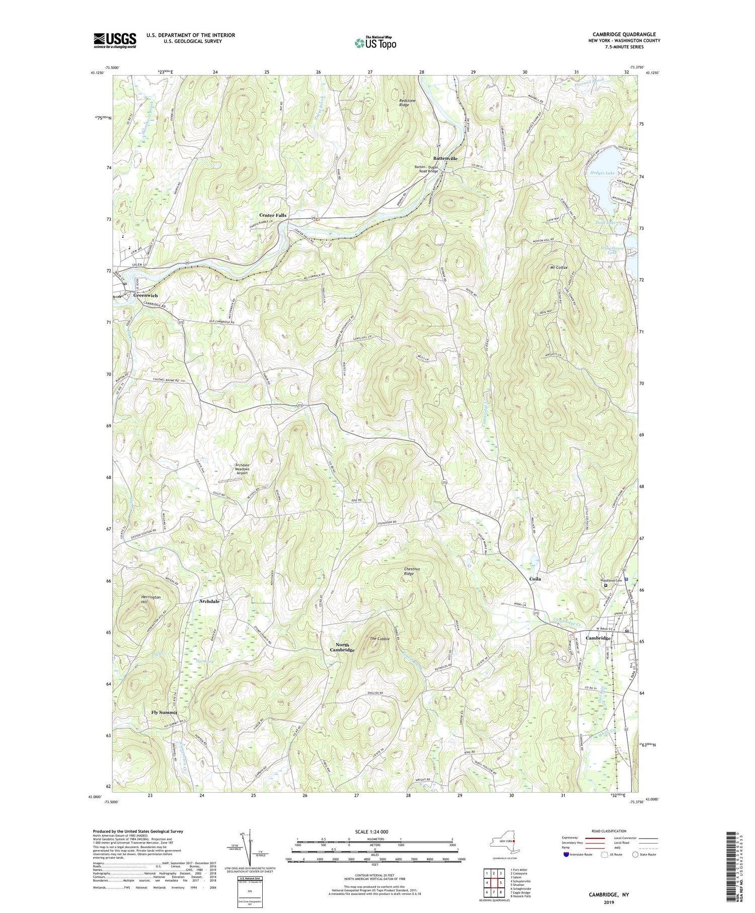 Cambridge New York US Topo Map Image