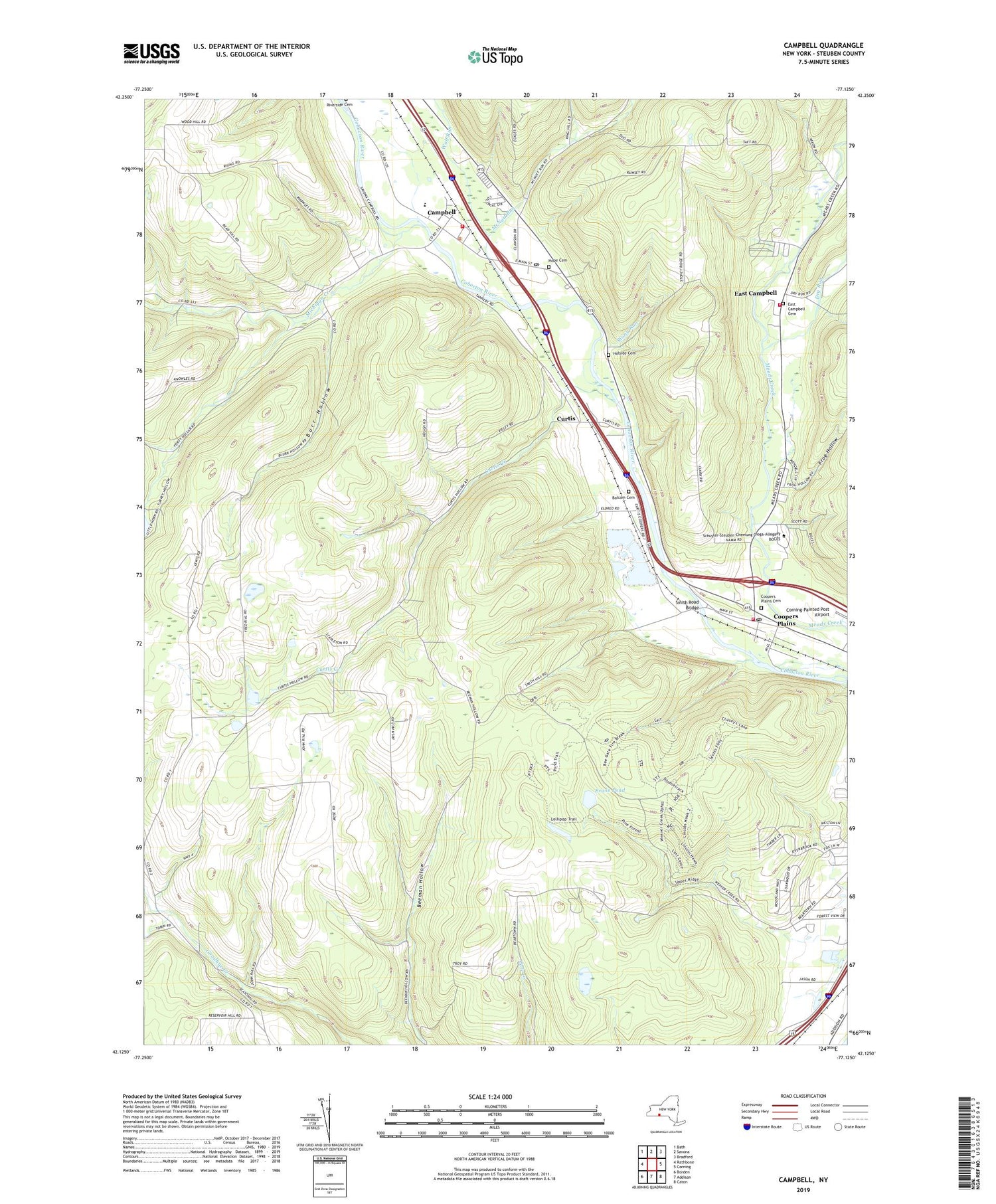 Campbell New York US Topo Map Image