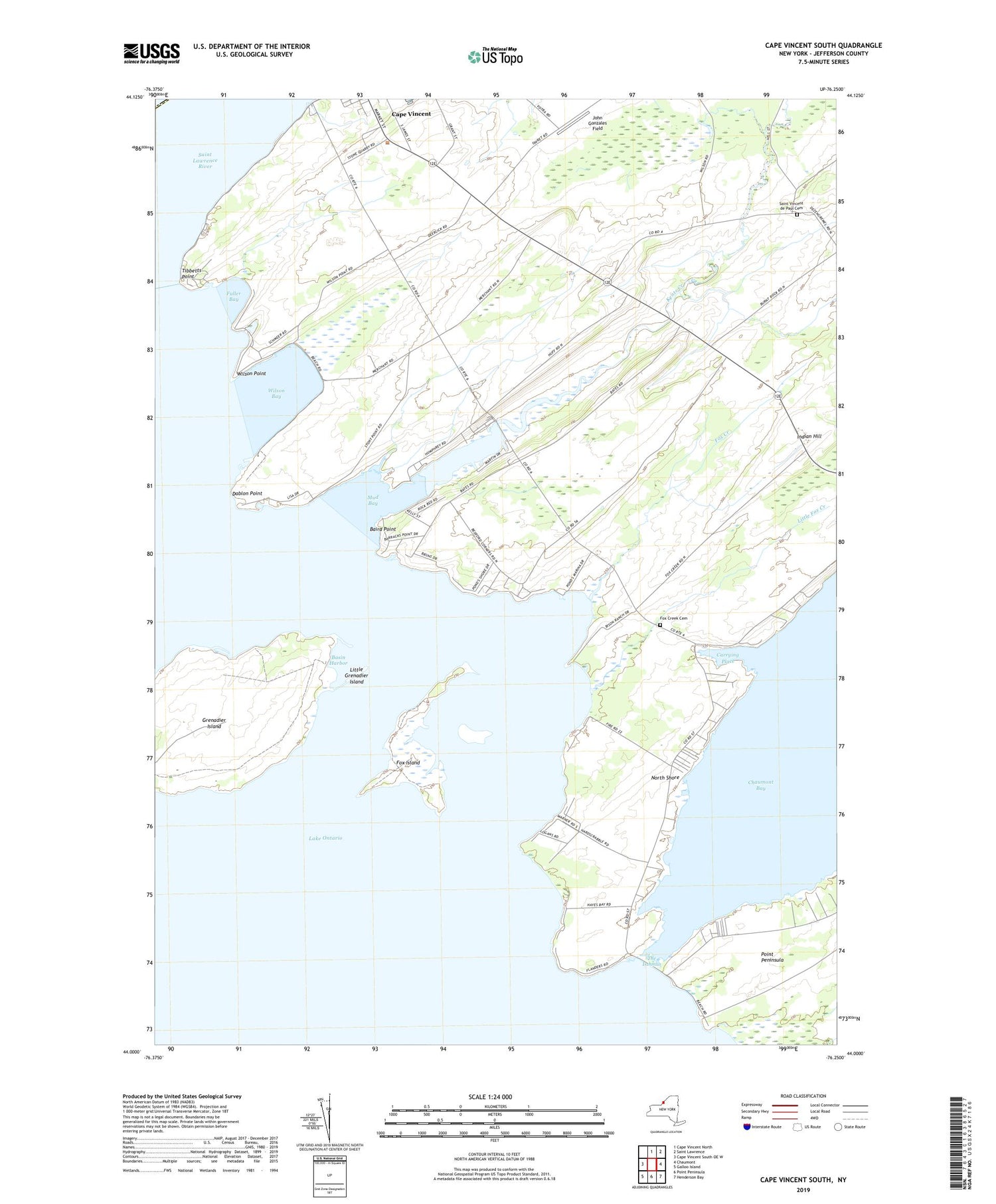 Cape Vincent South New York US Topo Map Image