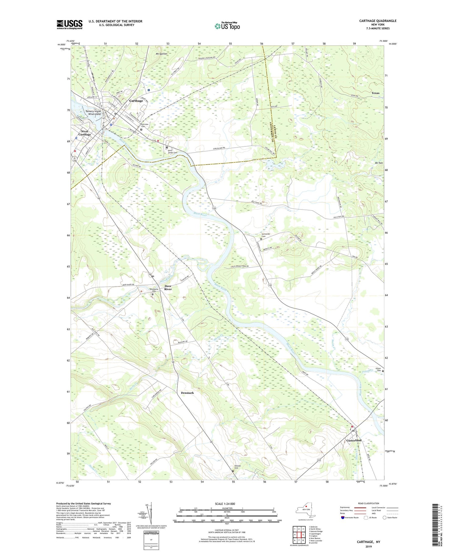 Carthage New York US Topo Map Image