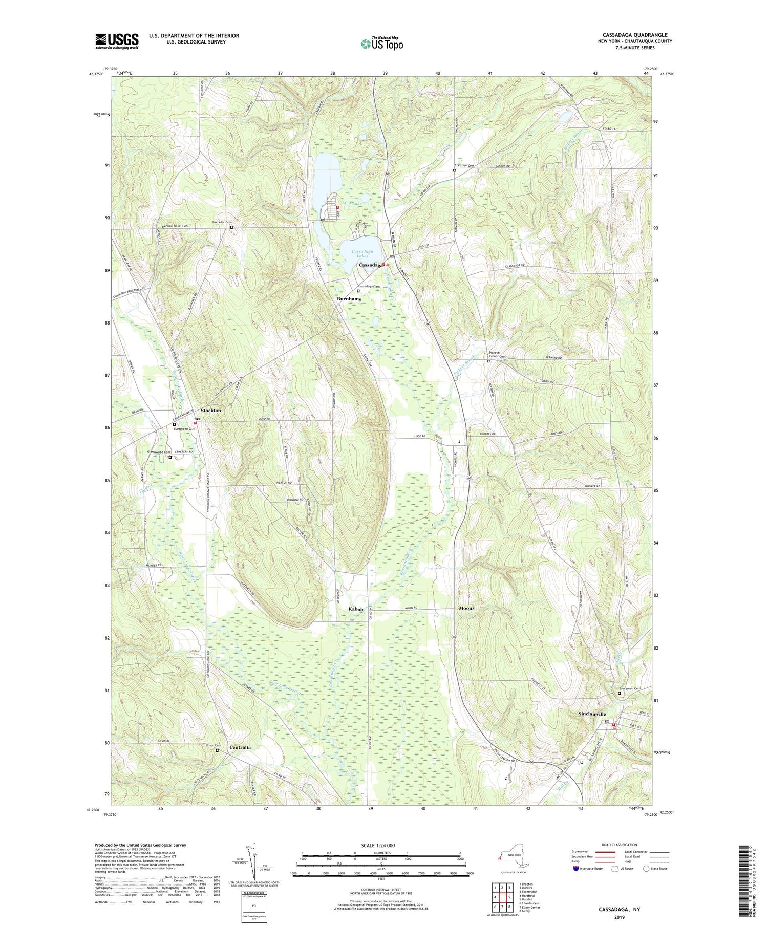 Cassadaga New York US Topo Map Image