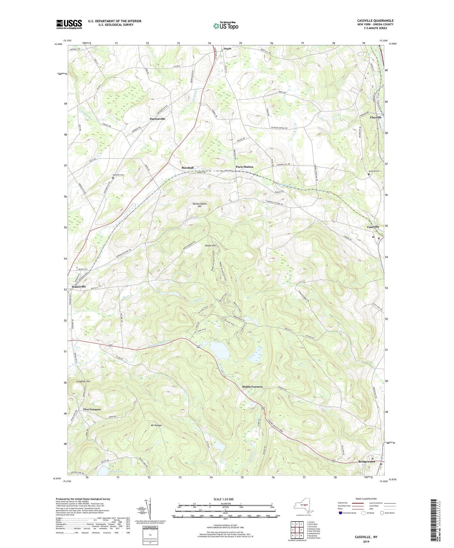 Cassville New York US Topo Map Image