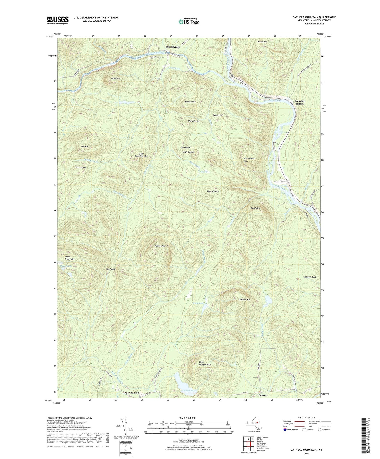 Cathead Mountain New York US Topo Map Image