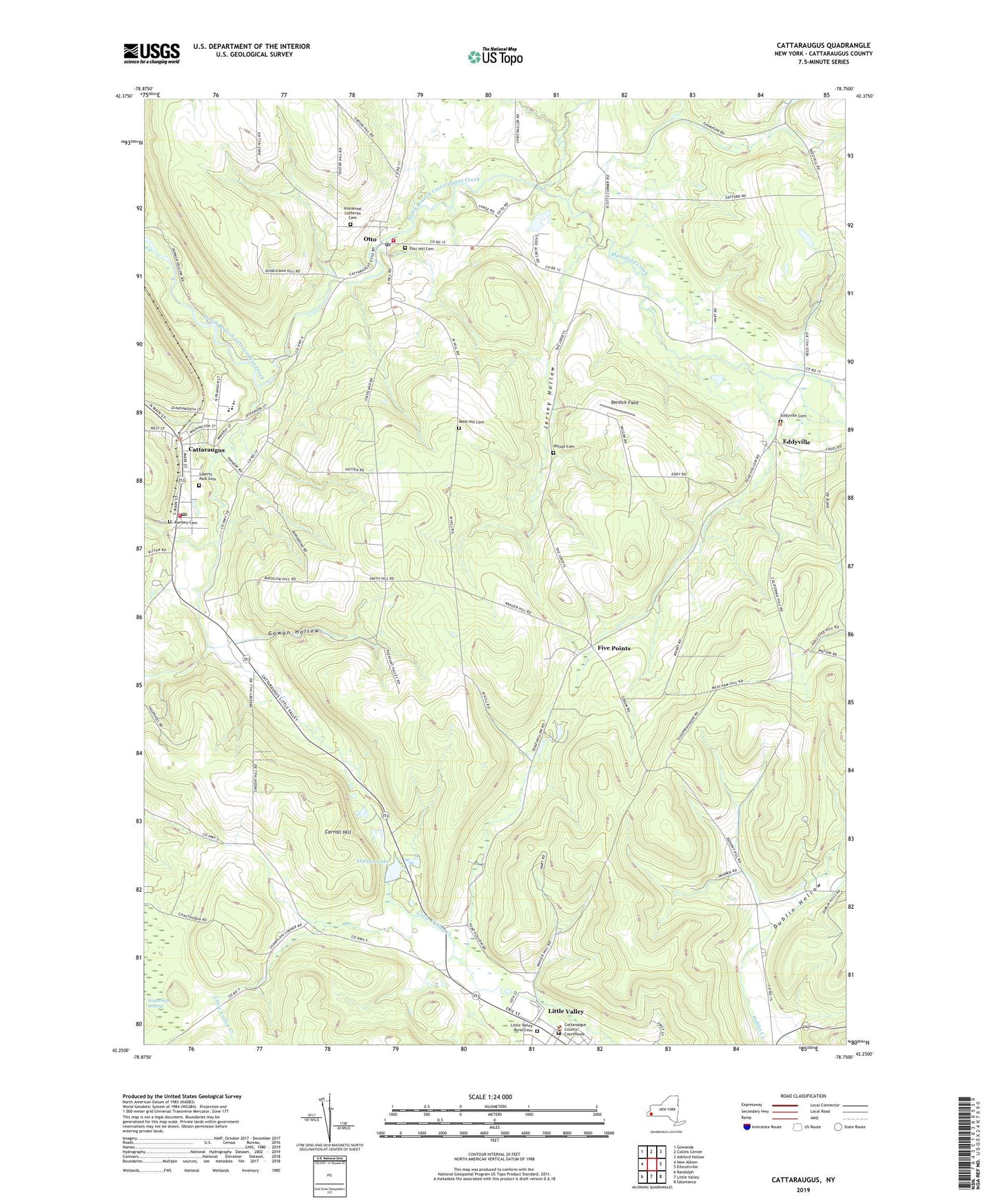 Cattaraugus New York US Topo Map Image