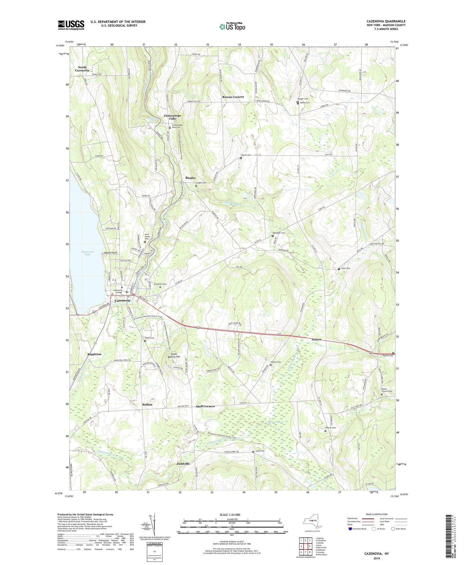 Cazenovia New York US Topo Map Image
