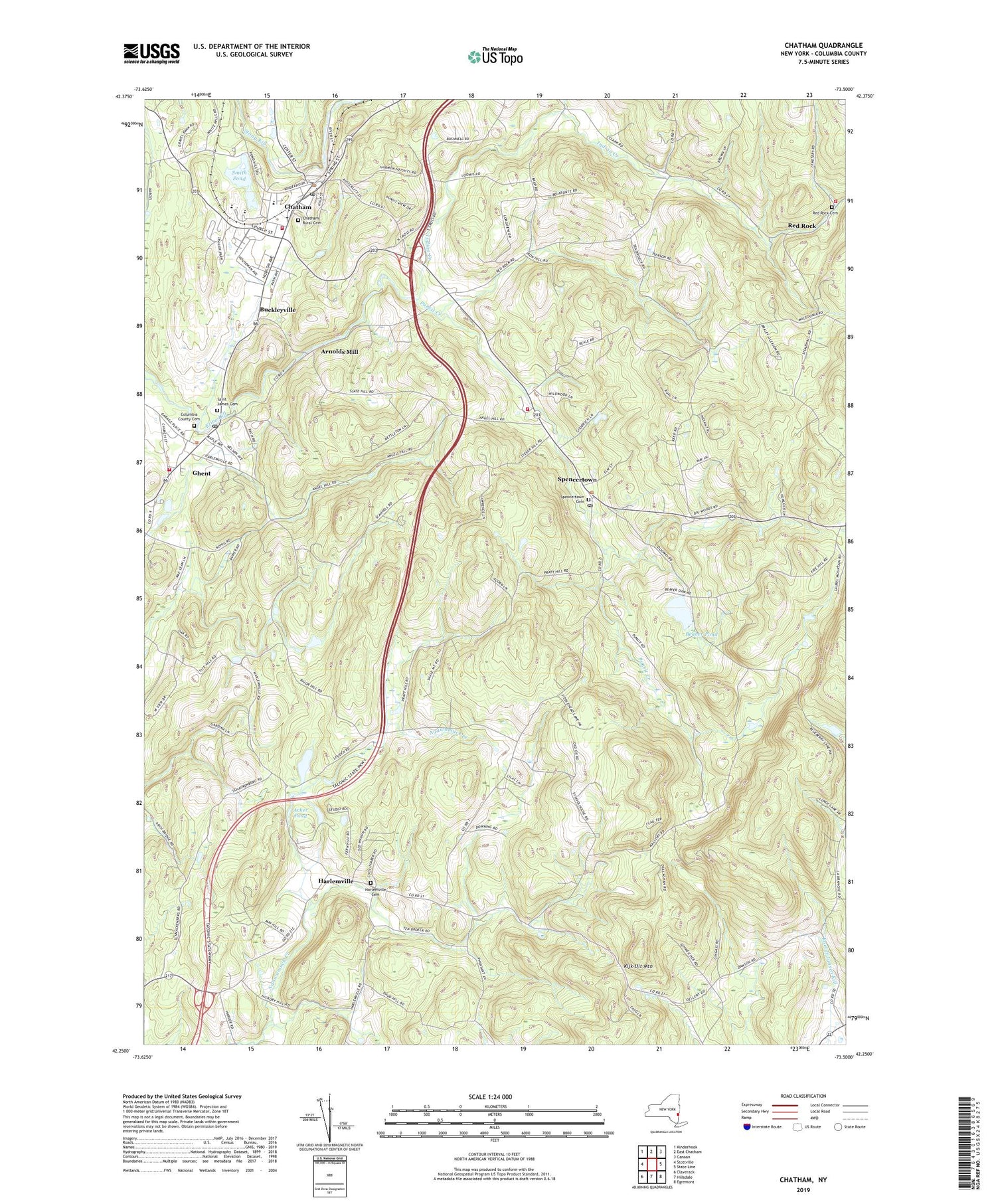 Chatham New York US Topo Map Image