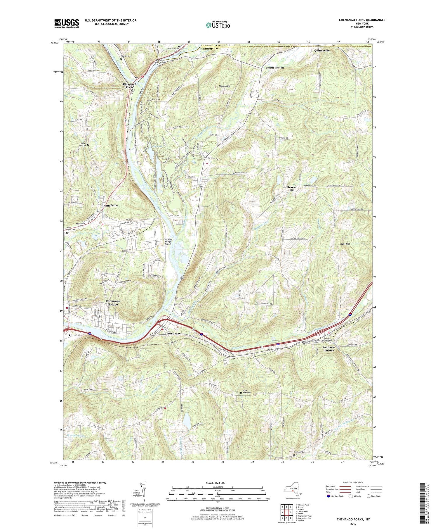 Chenango Forks New York US Topo Map Image