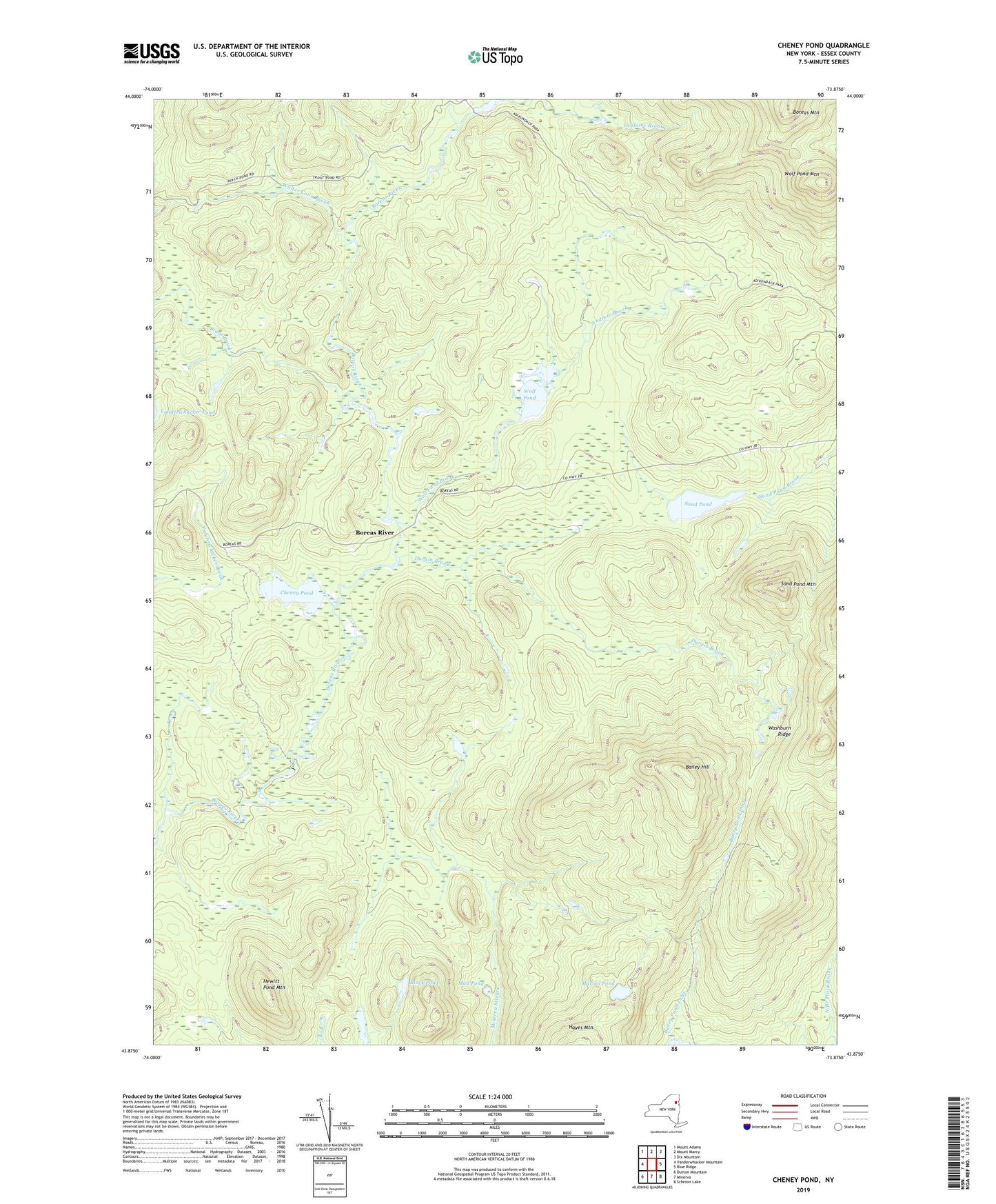 Cheney Pond New York US Topo Map Image