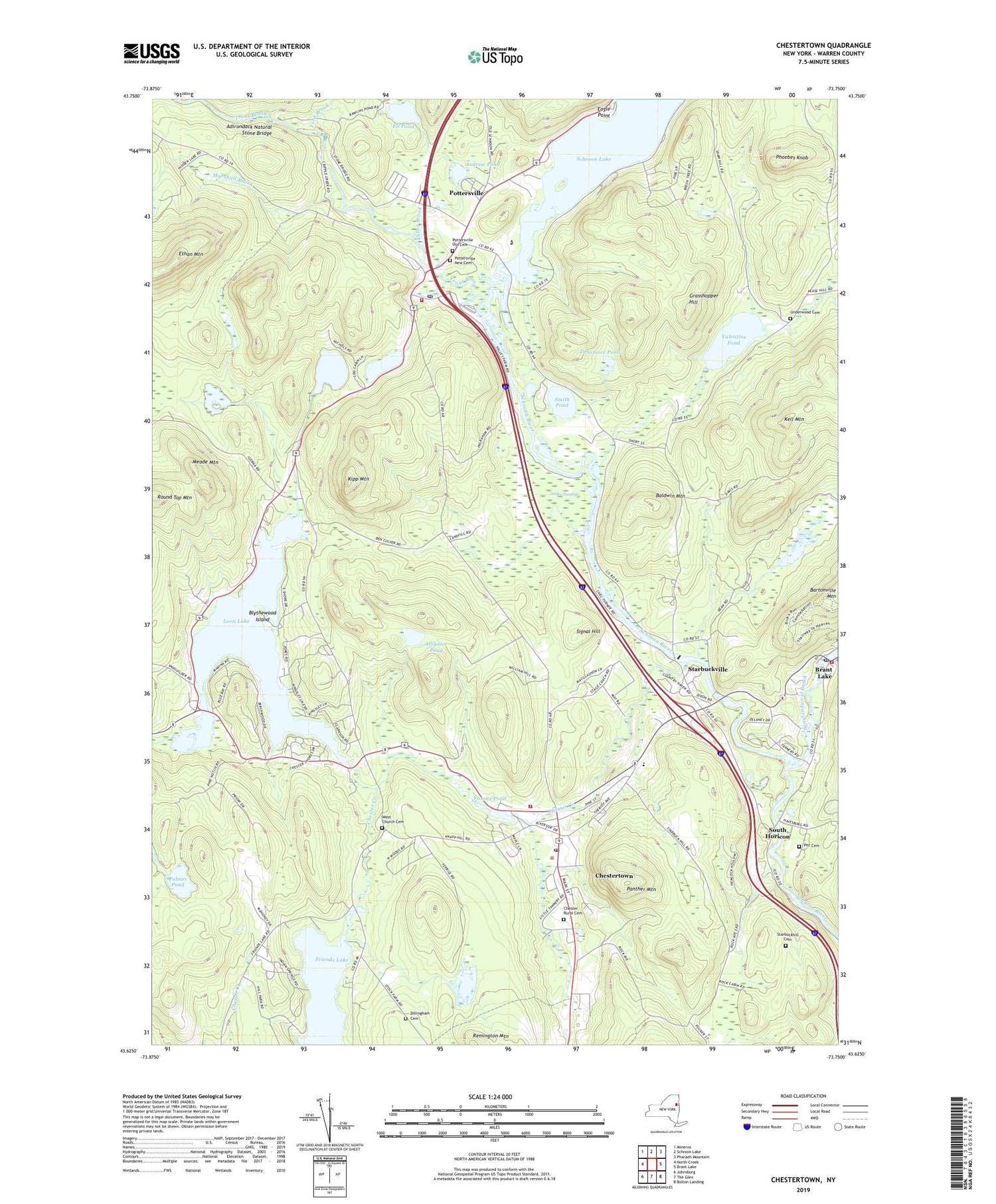 Chestertown New York US Topo Map Image
