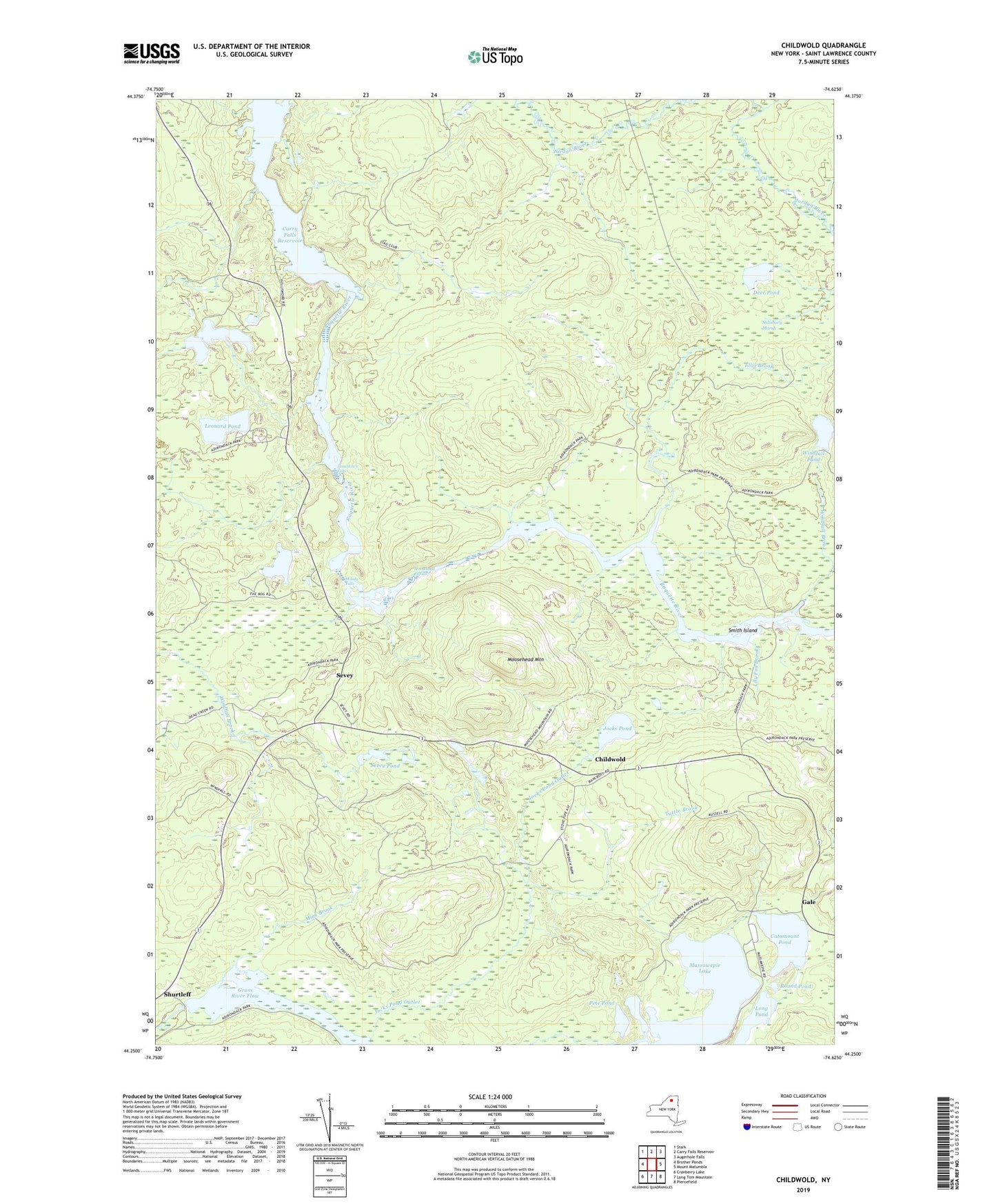Childwold New York US Topo Map Image