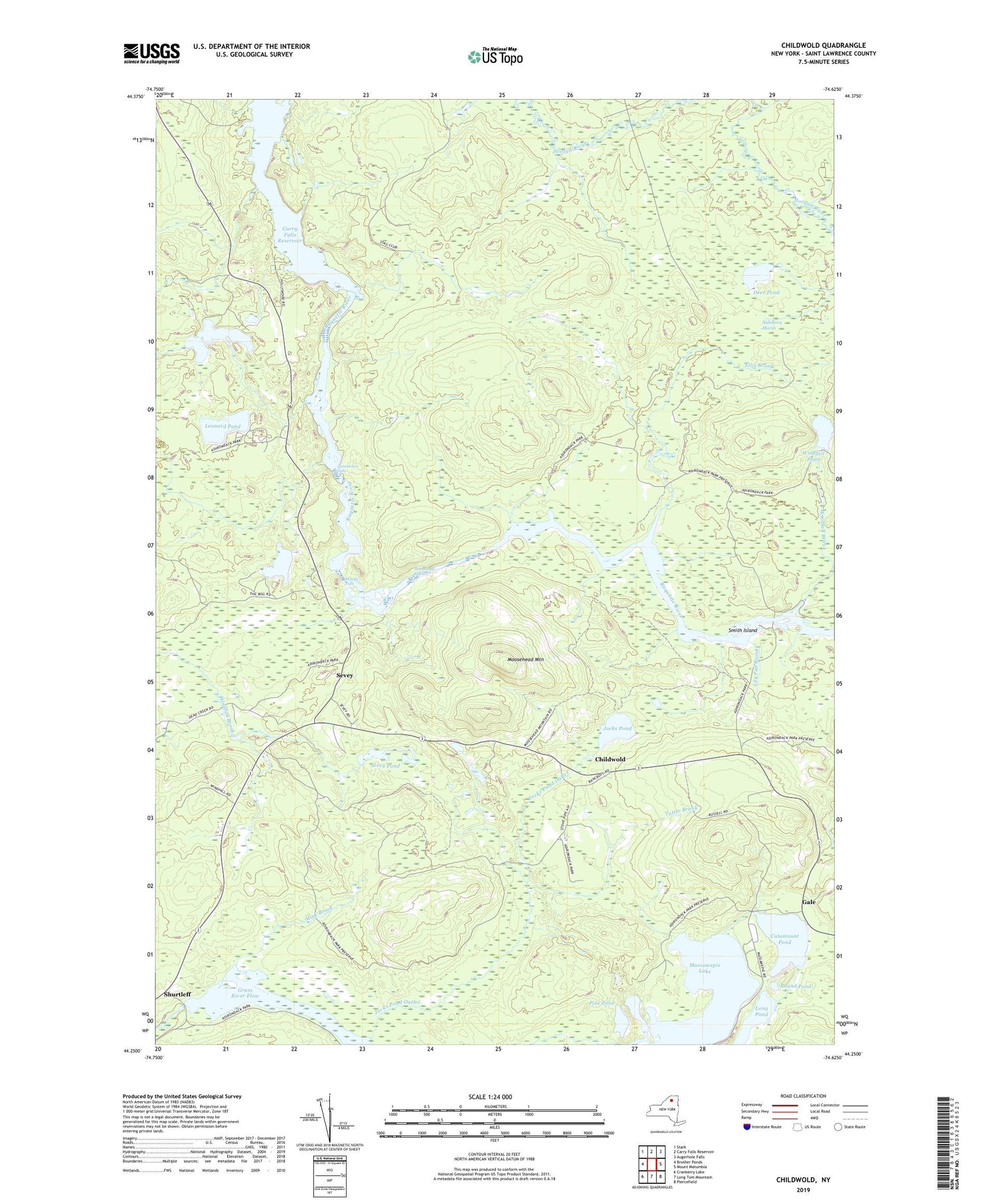 Childwold New York US Topo Map Image